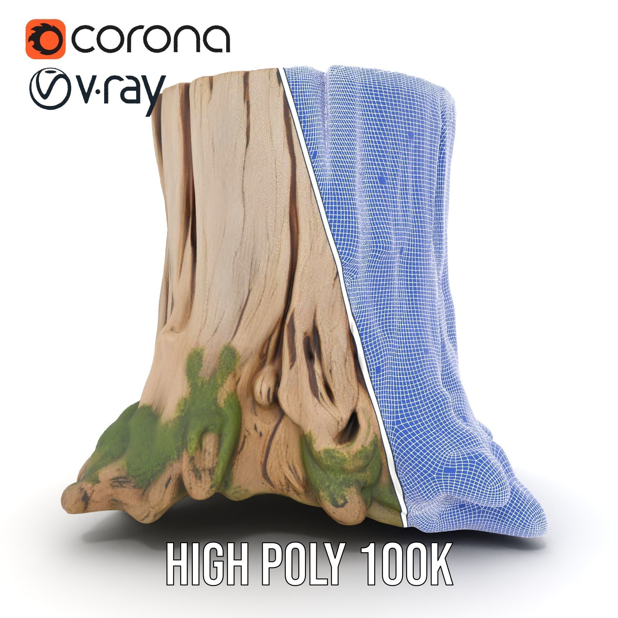 Tree Stump with Moss Model Pack for D Projects Low-poly 3D model_34