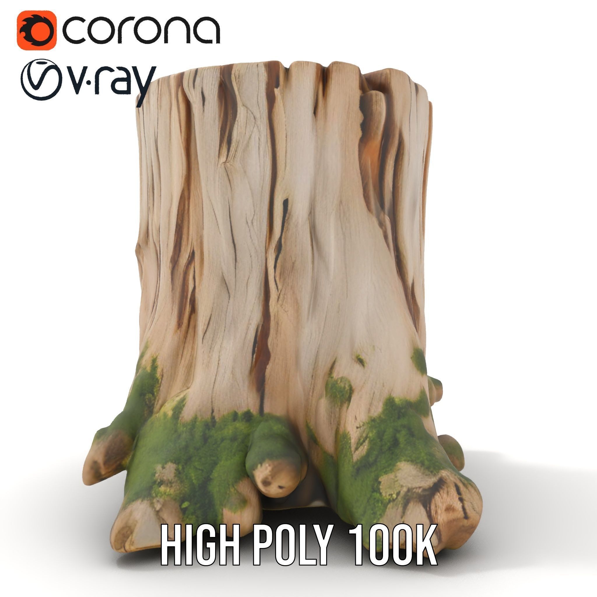 Tree Stump with Moss Model Pack for D Projects Low-poly 3D model_32