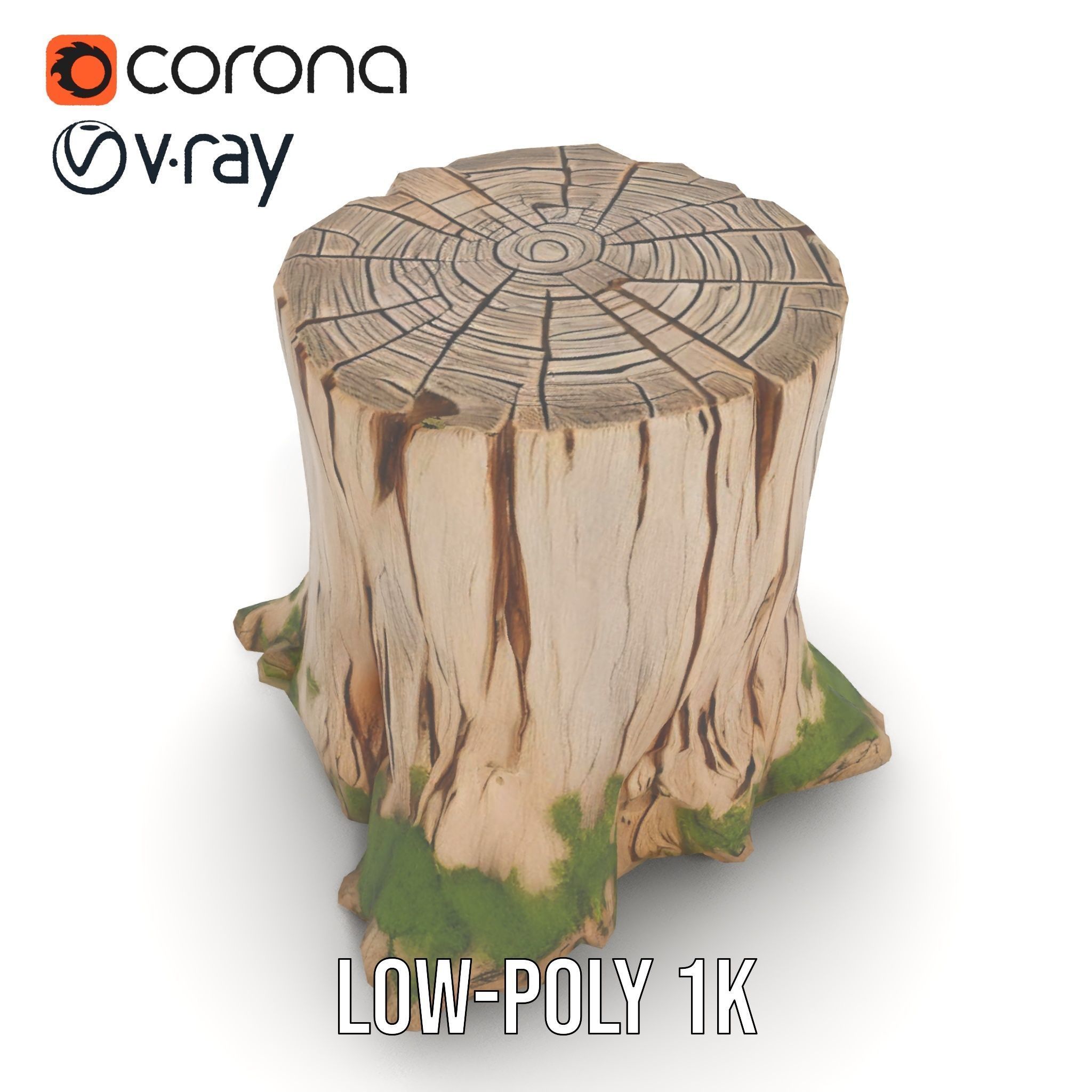 Tree Stump with Moss Model Pack for D Projects Low-poly 3D model_16