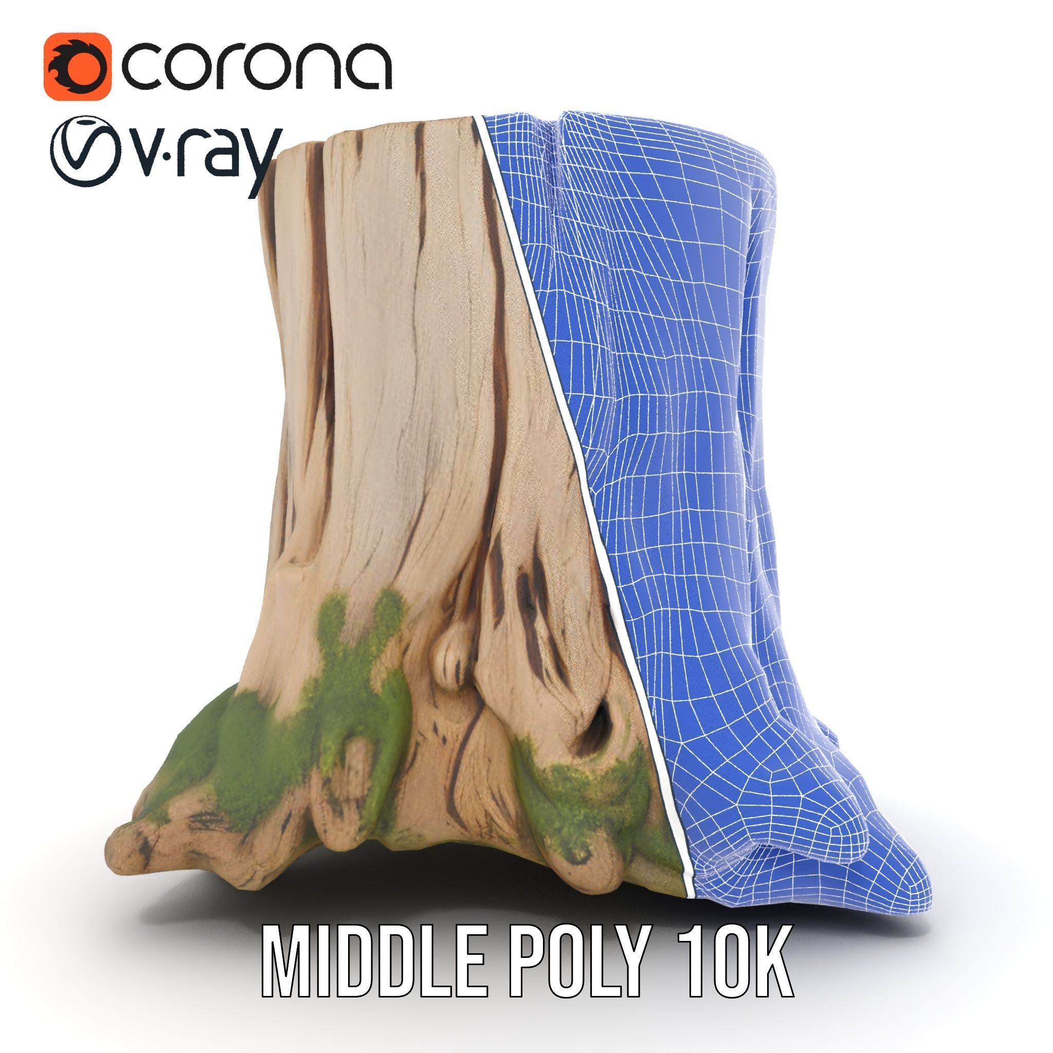 Tree Stump with Moss Model Pack for D Projects Low-poly 3D model_27