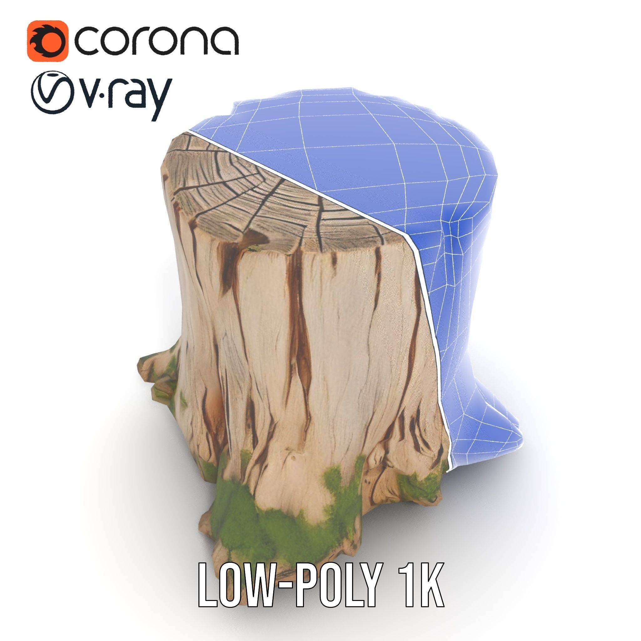 Tree Stump with Moss Model Pack for D Projects Low-poly 3D model_28