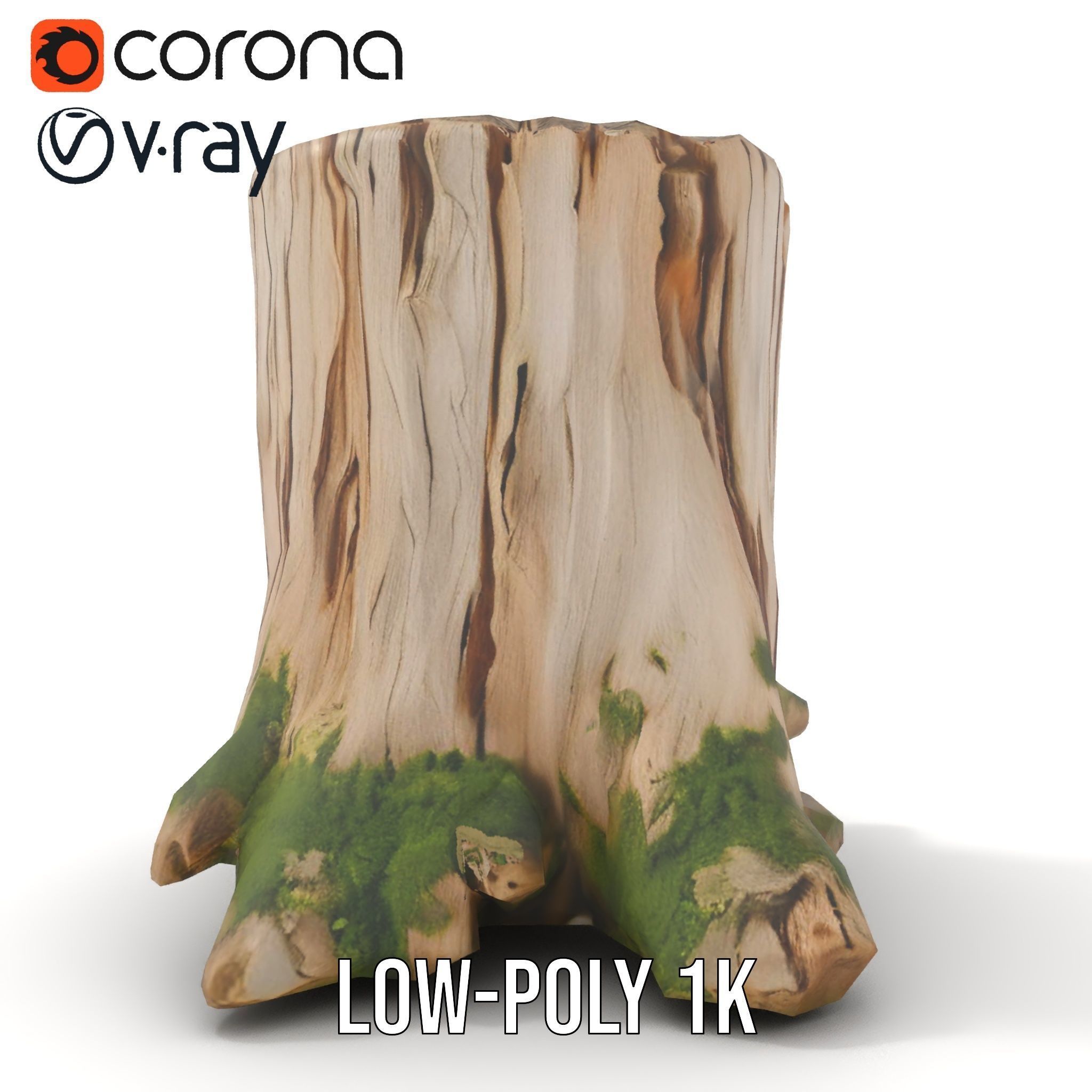 Tree Stump with Moss Model Pack for D Projects Low-poly 3D model_25