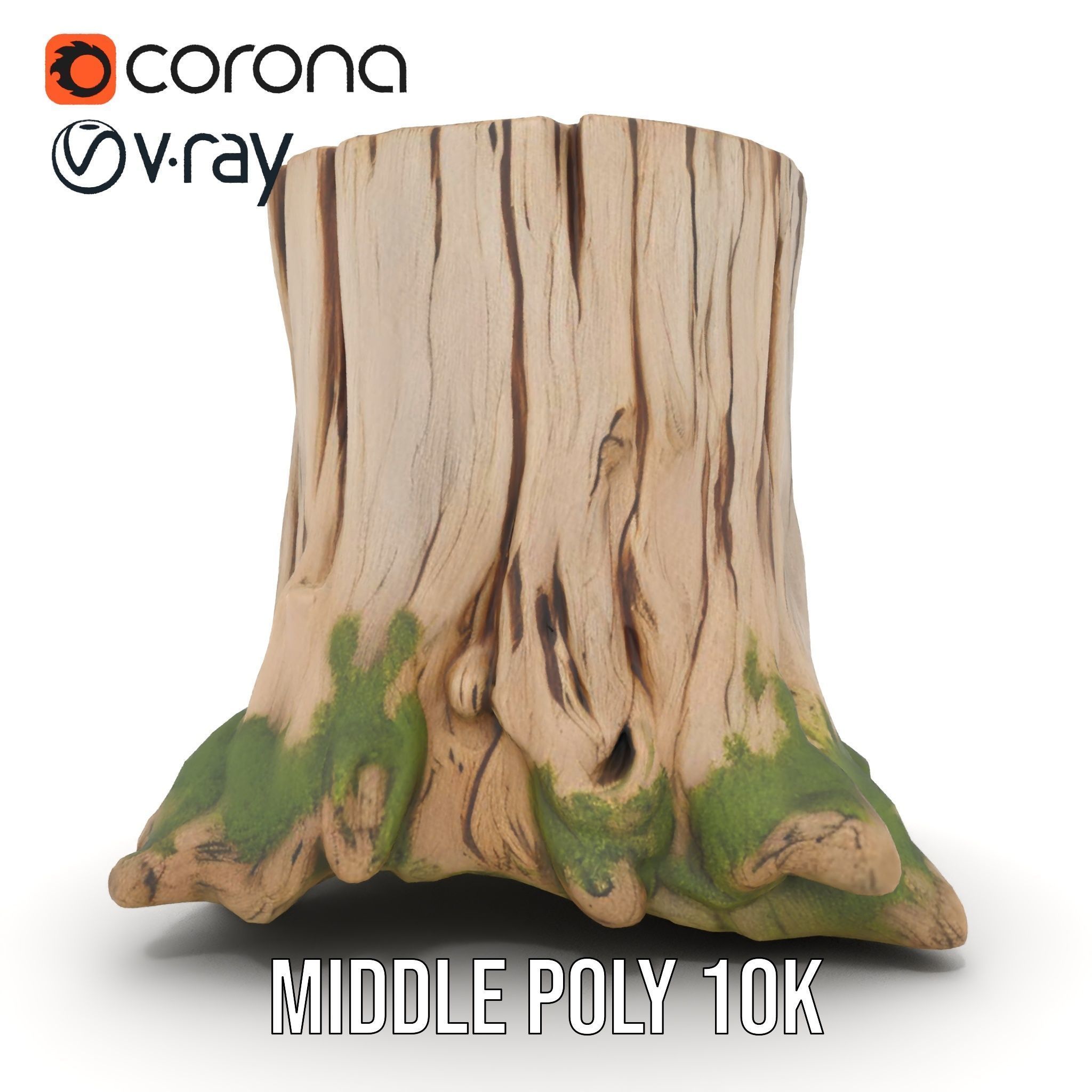 Tree Stump with Moss Model Pack for D Projects Low-poly 3D model_18