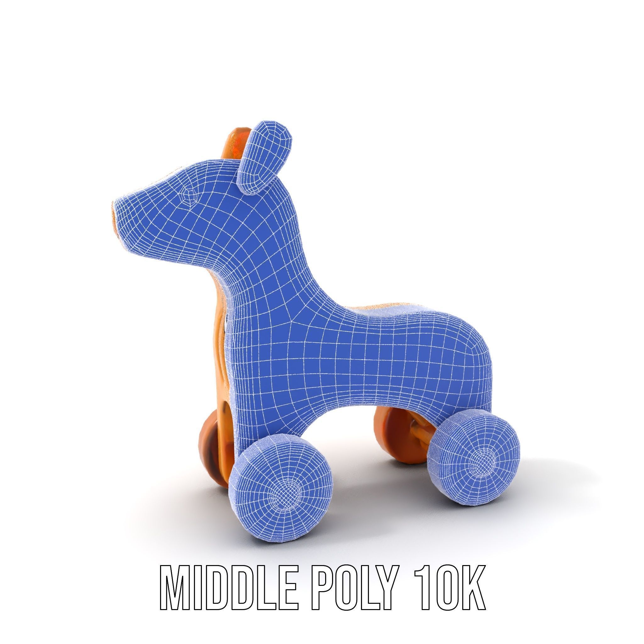 Wooden Toy Animal on Wheels Model Pack Low-poly 3D model_24