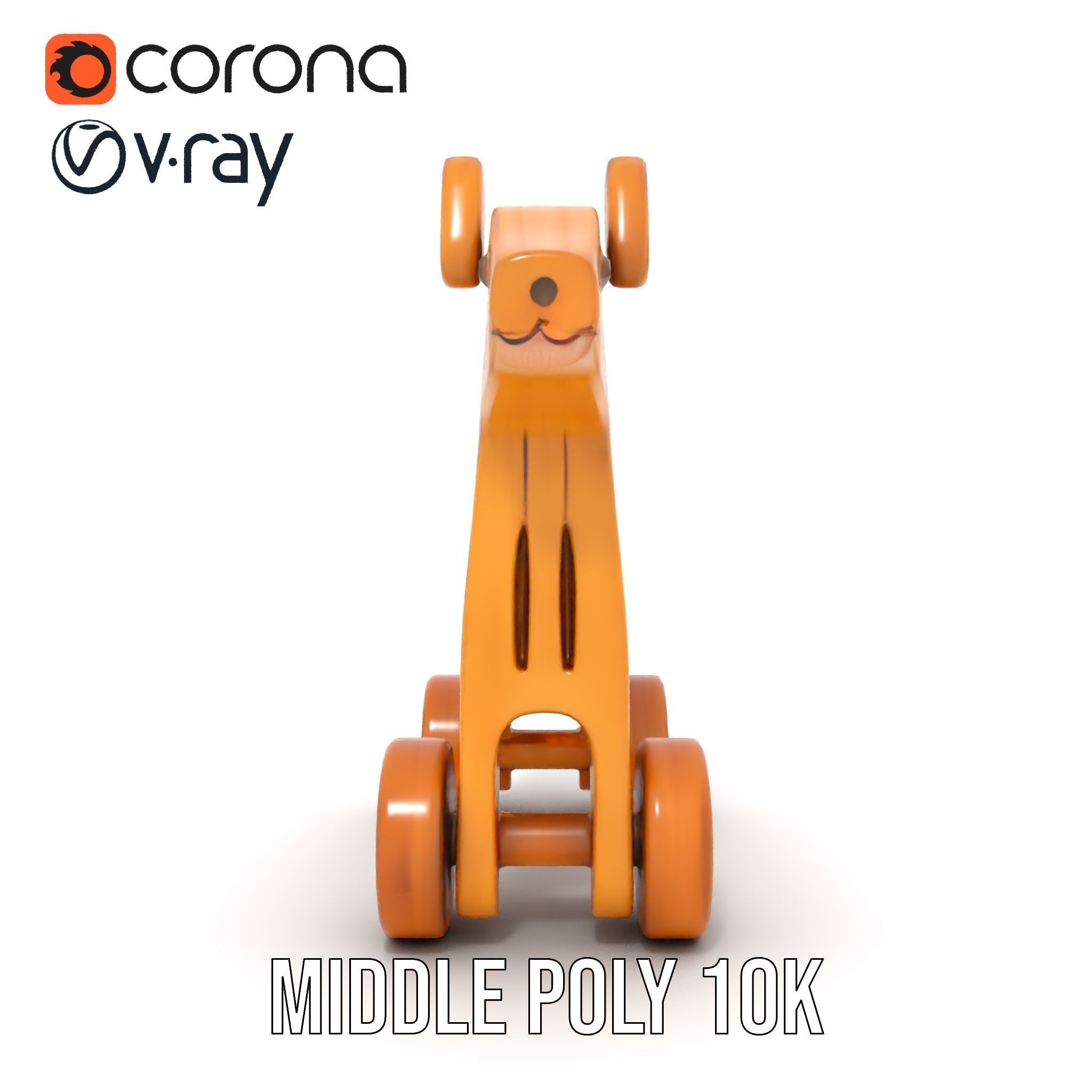 Wooden Toy Animal on Wheels Model Pack Low-poly 3D model_22