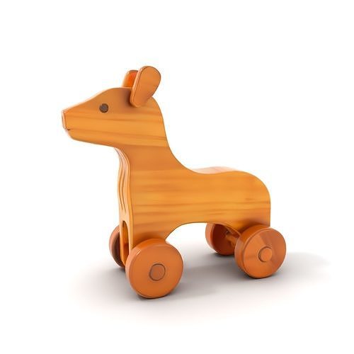 Wooden Toy Animal on Wheels Model Pack Low-poly 3D model