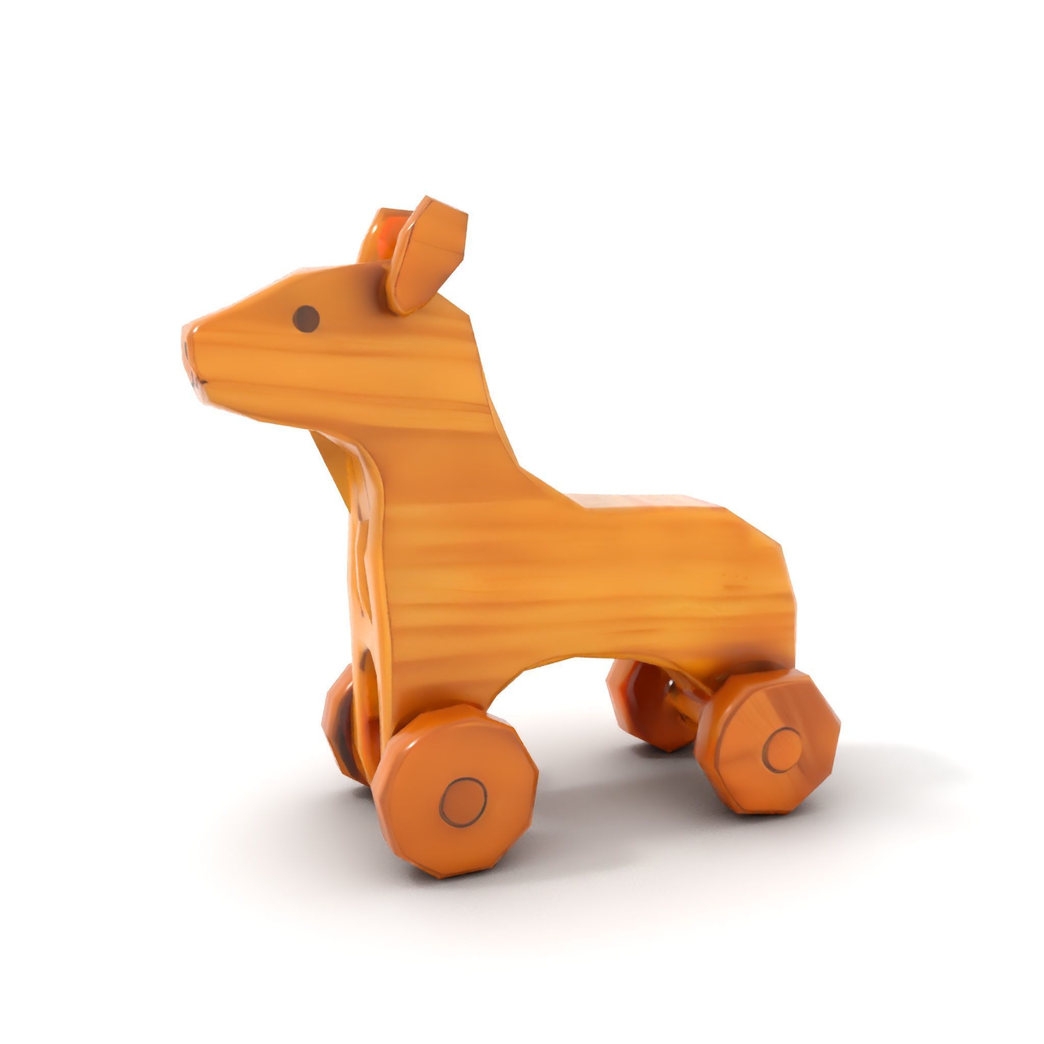 Wooden Toy Animal on Wheels Model Pack Low-poly 3D model_9