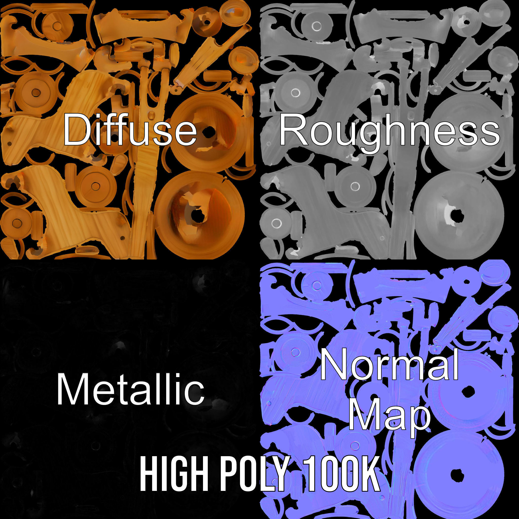 Wooden Toy Animal on Wheels Model Pack Low-poly 3D model_3