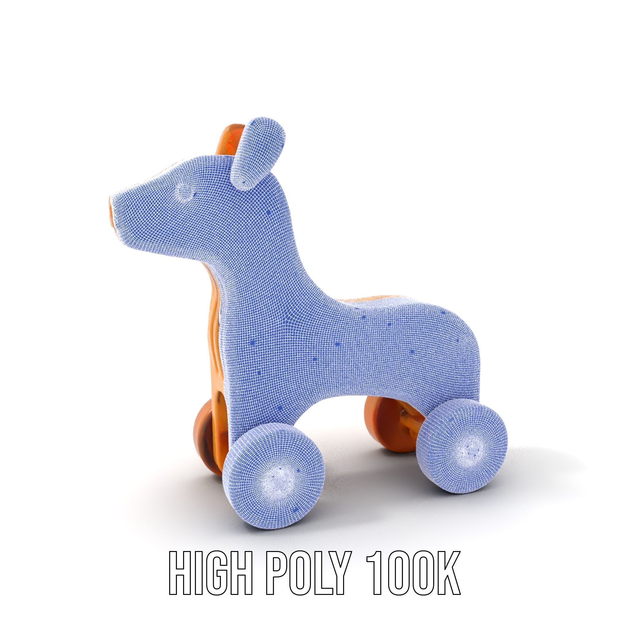 Wooden Toy Animal on Wheels Model Pack Low-poly 3D model_4