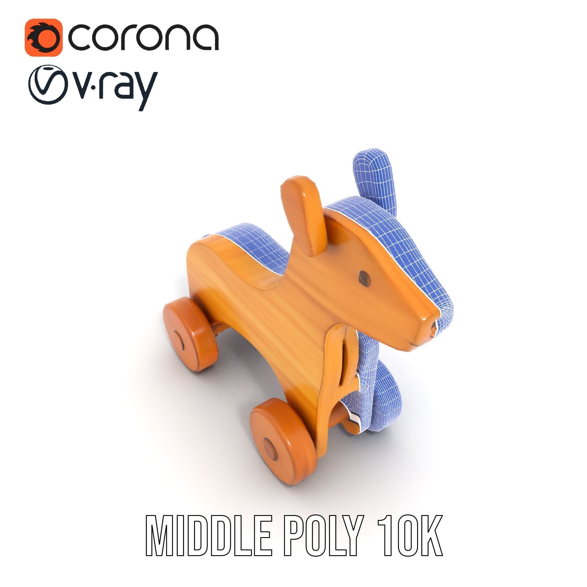 Wooden Toy Animal on Wheels Model Pack Low-poly 3D model_27