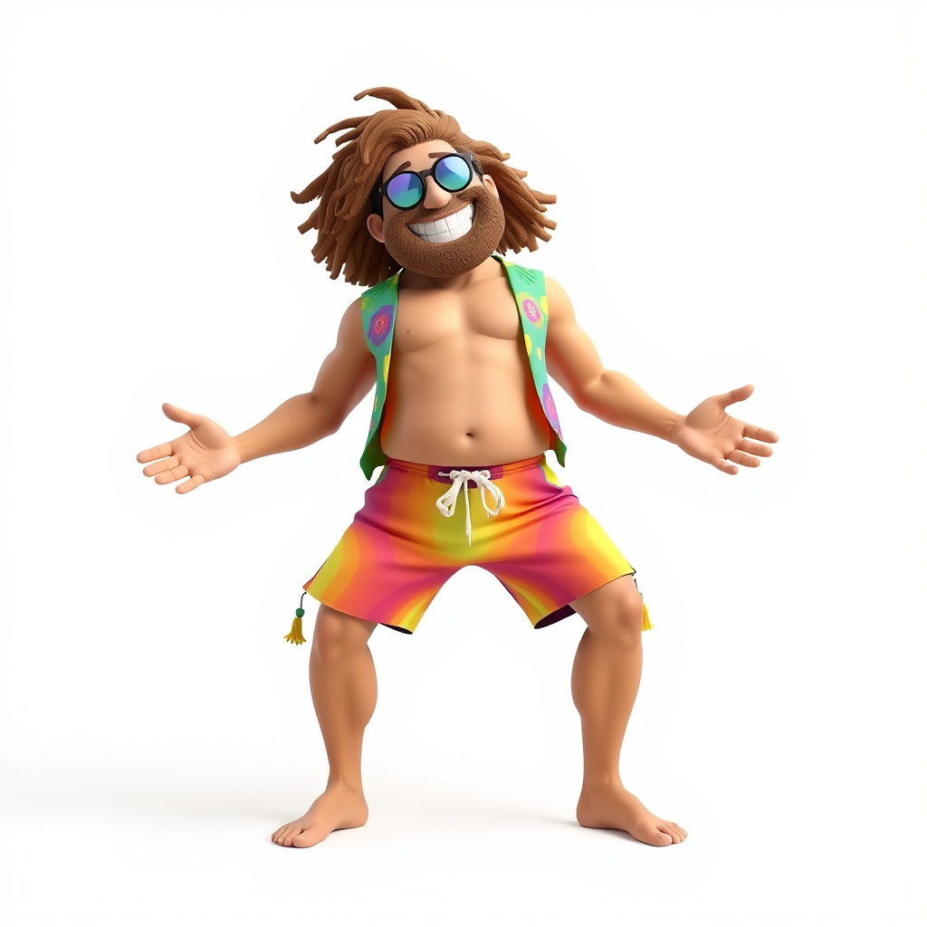 Beach Party Dude Character Model  Rigged and Animated Low-poly 3D model_2