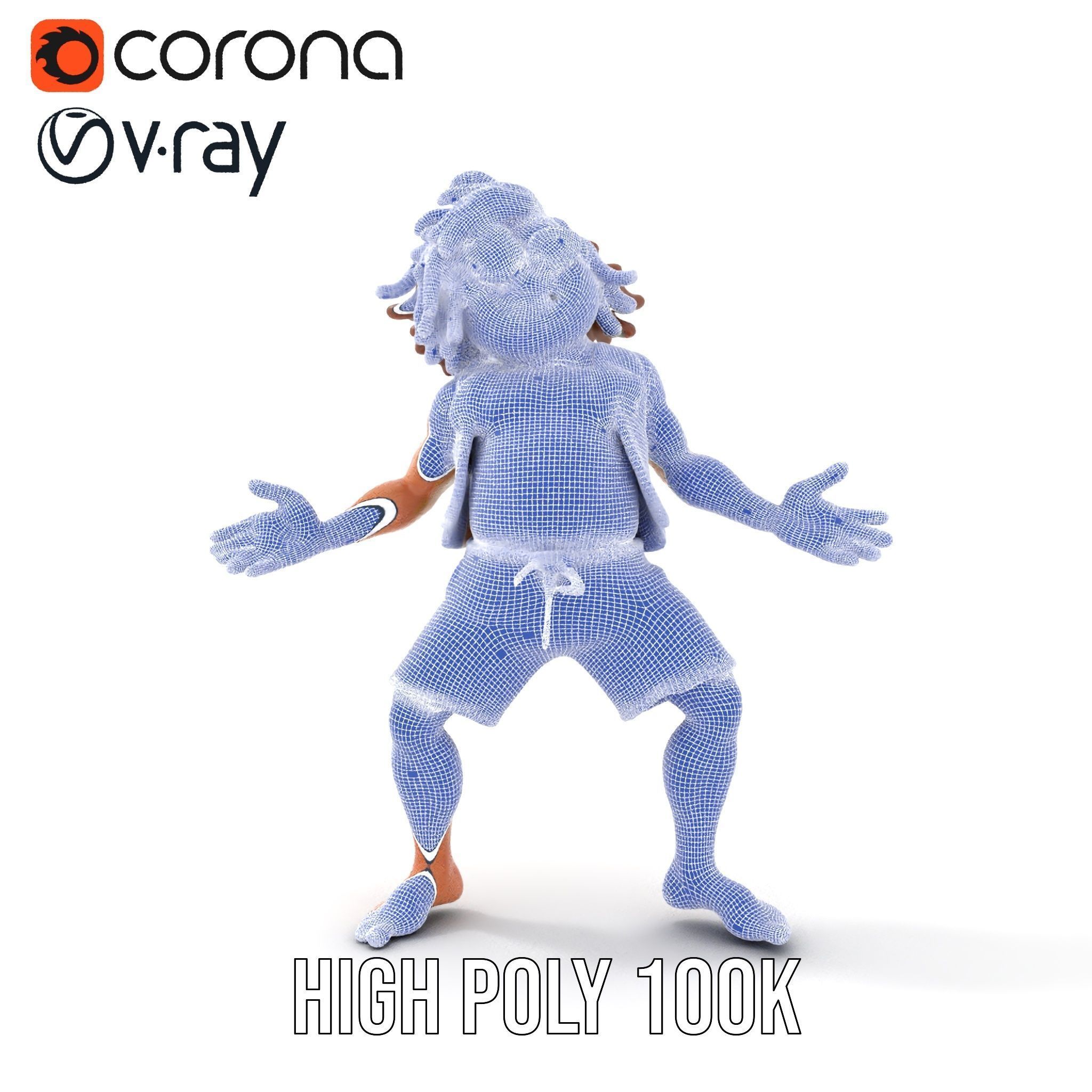 Beach Party Dude Character Model  Rigged and Animated Low-poly 3D model_28