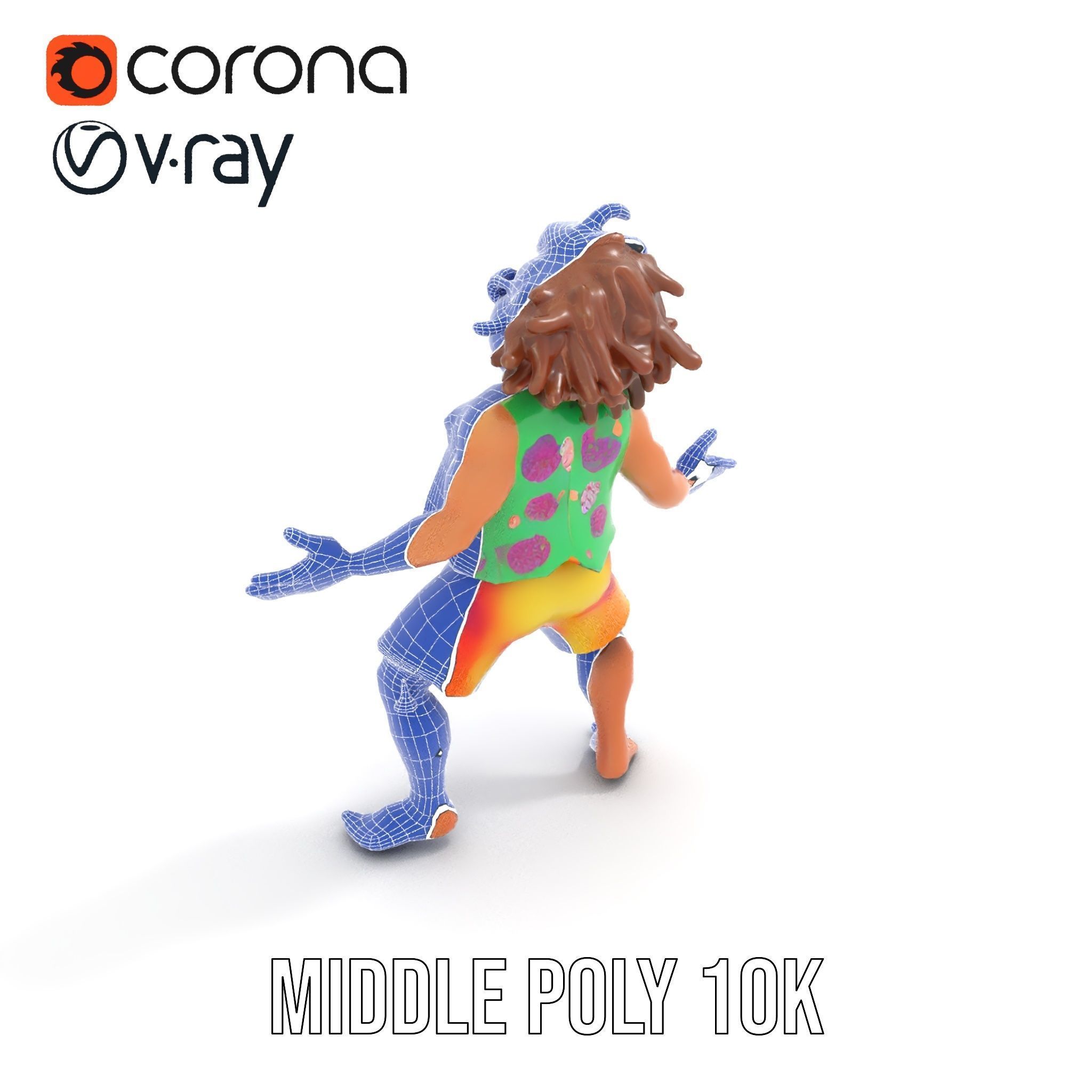 Beach Party Dude Character Model  Rigged and Animated Low-poly 3D model_23