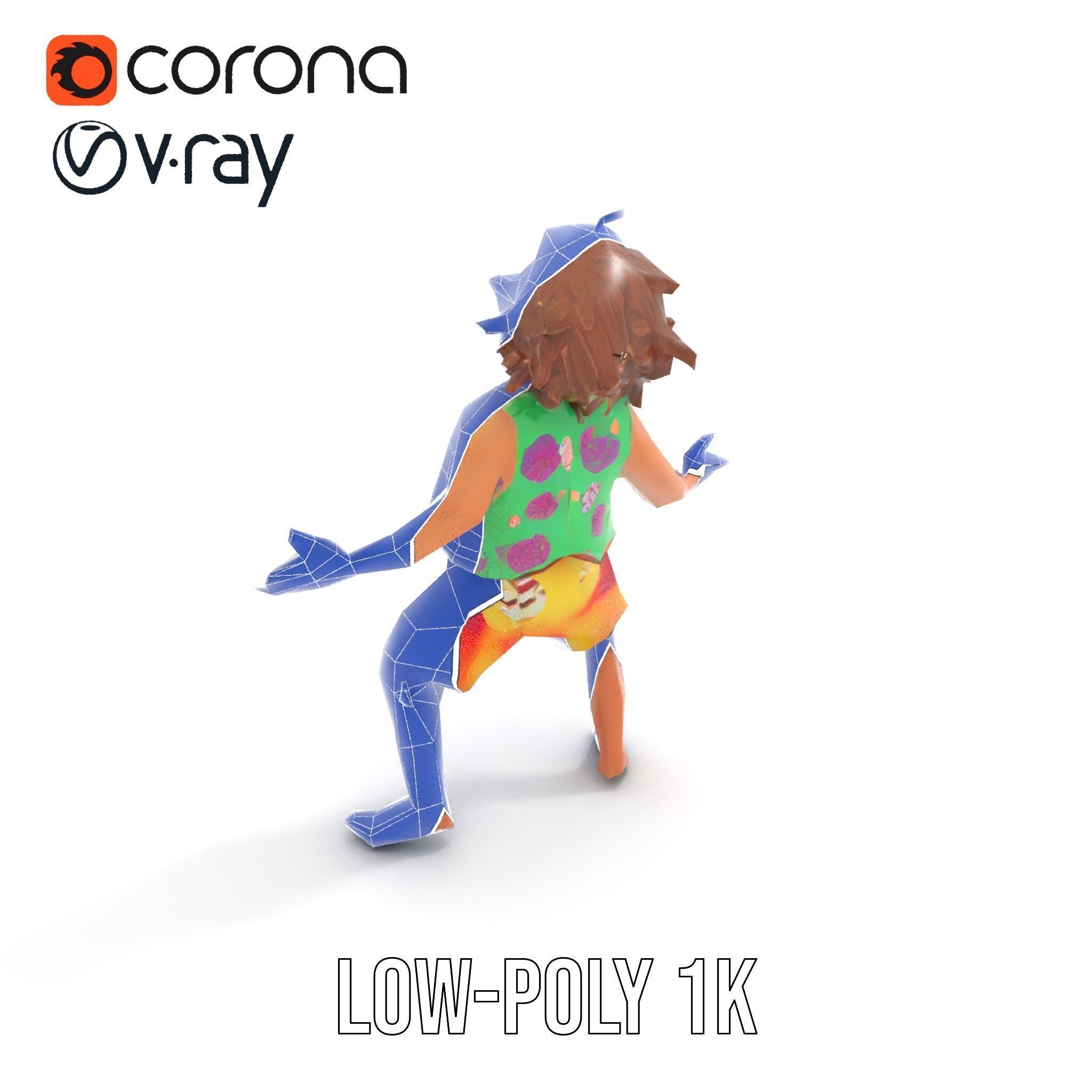 Beach Party Dude Character Model  Rigged and Animated Low-poly 3D model_30