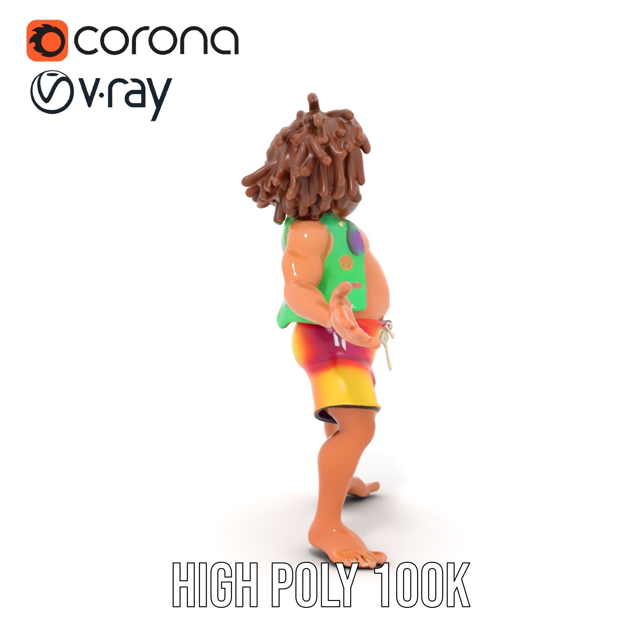 Beach Party Dude Character Model  Rigged and Animated Low-poly 3D model_17