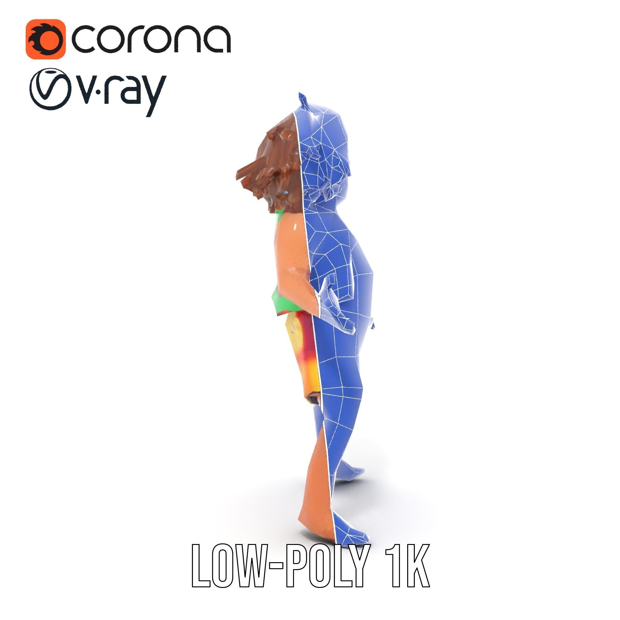 Beach Party Dude Character Model  Rigged and Animated Low-poly 3D model_27