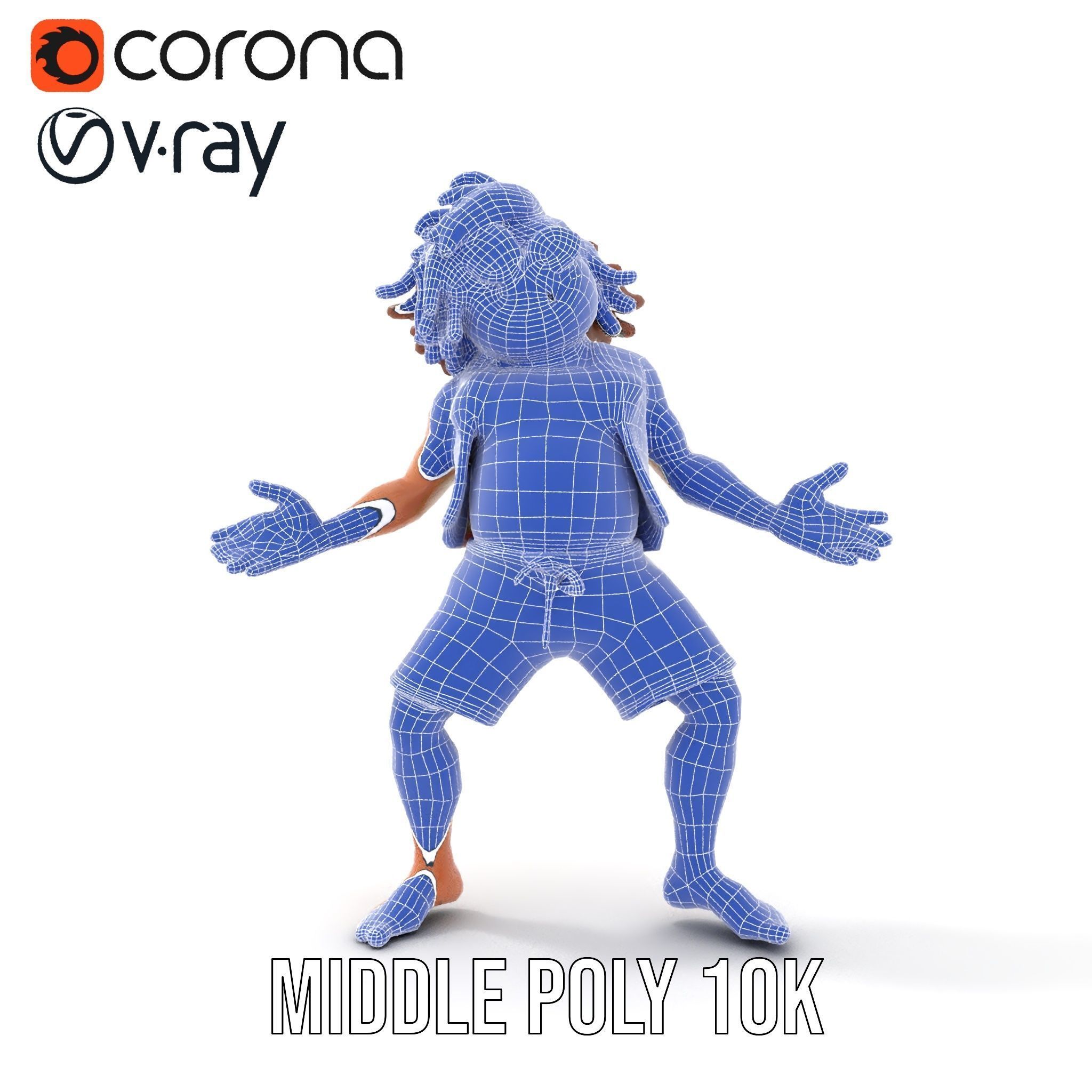 Beach Party Dude Character Model  Rigged and Animated Low-poly 3D model_32