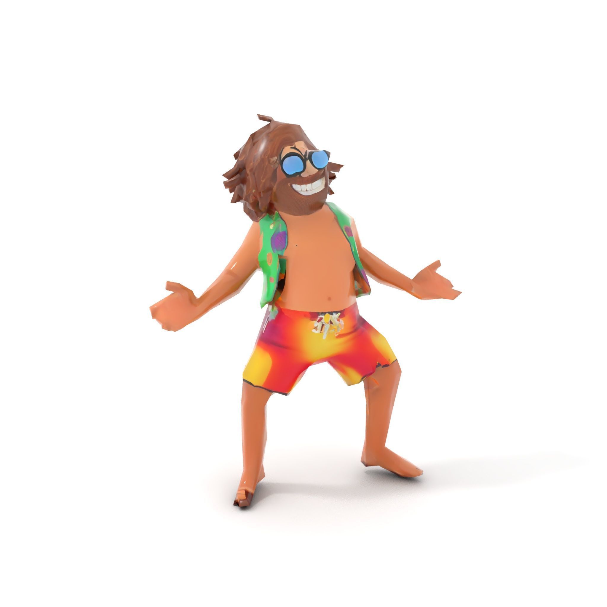 Beach Party Dude Character Model  Rigged and Animated Low-poly 3D model_13