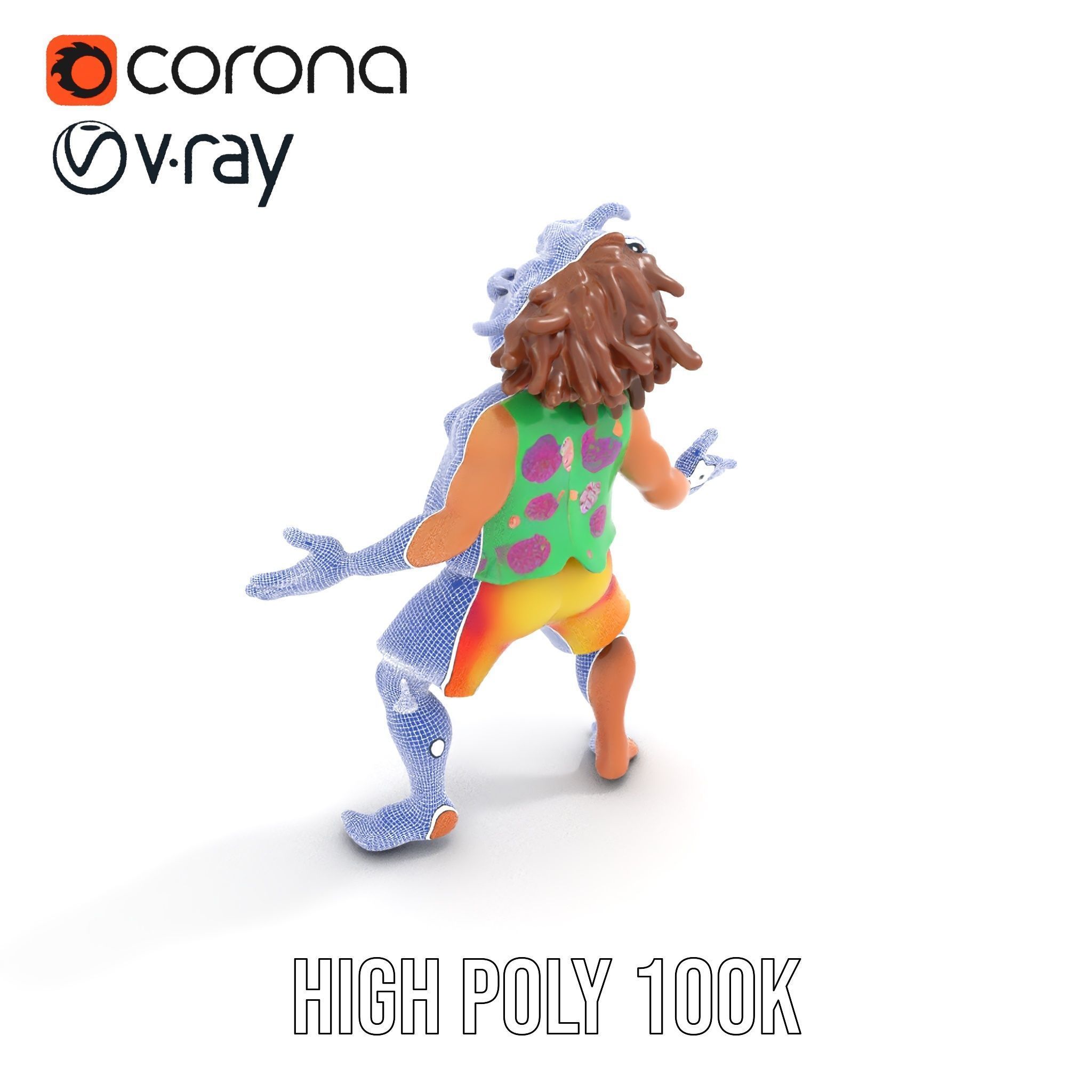 Beach Party Dude Character Model  Rigged and Animated Low-poly 3D model_22