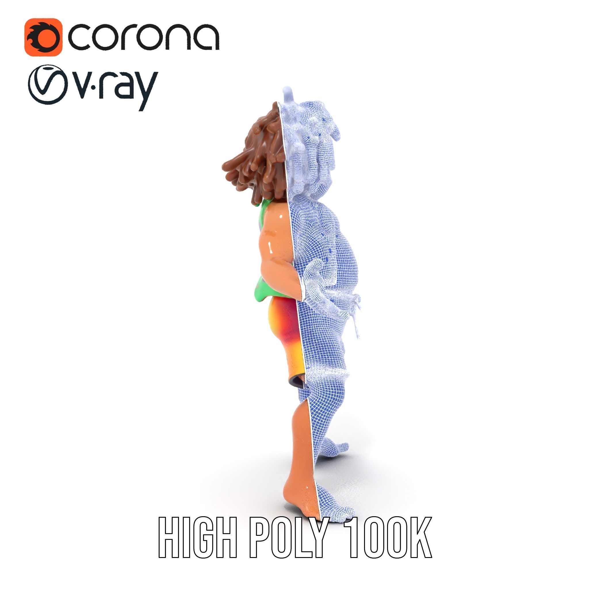 Beach Party Dude Character Model  Rigged and Animated Low-poly 3D model_35