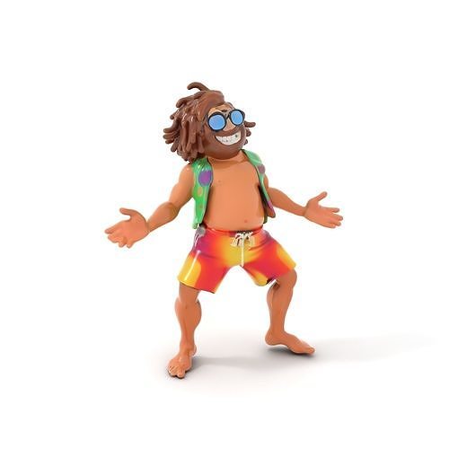Beach Party Dude Character Model  Rigged and Animated Low-poly 3D model