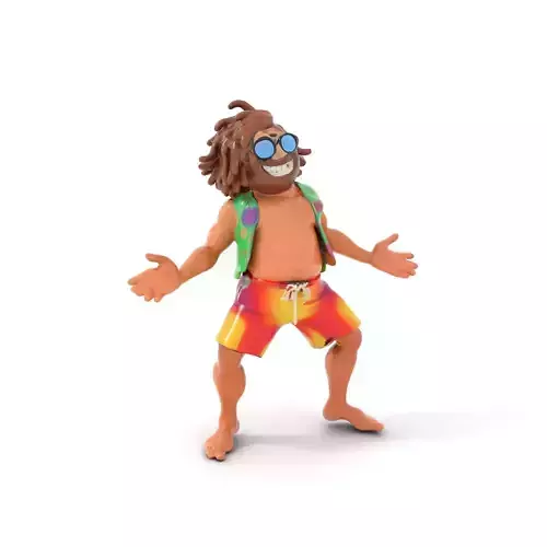 Beach Party Dude Character Model  Rigged and Animated Low-poly 3D model