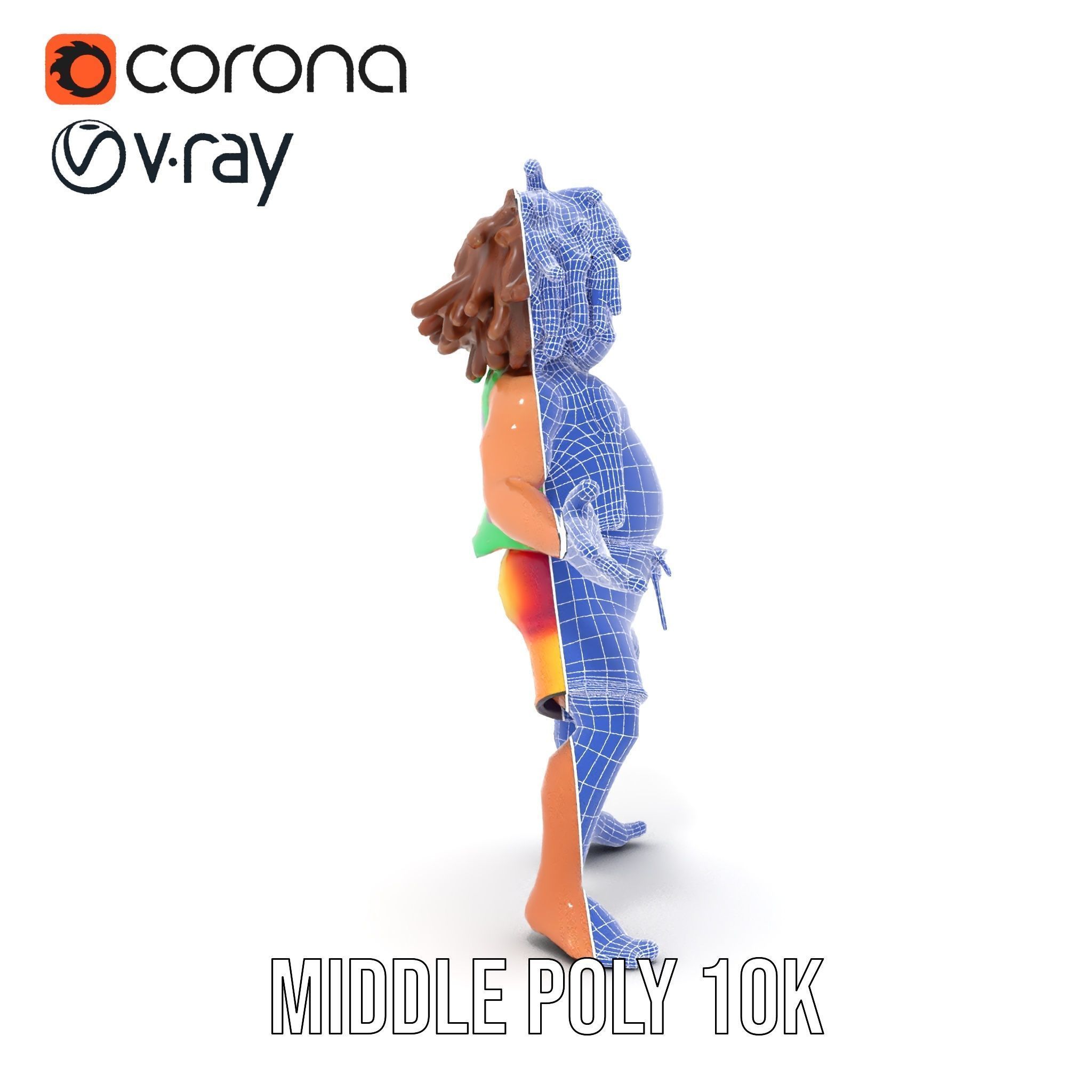 Beach Party Dude Character Model  Rigged and Animated Low-poly 3D model_34