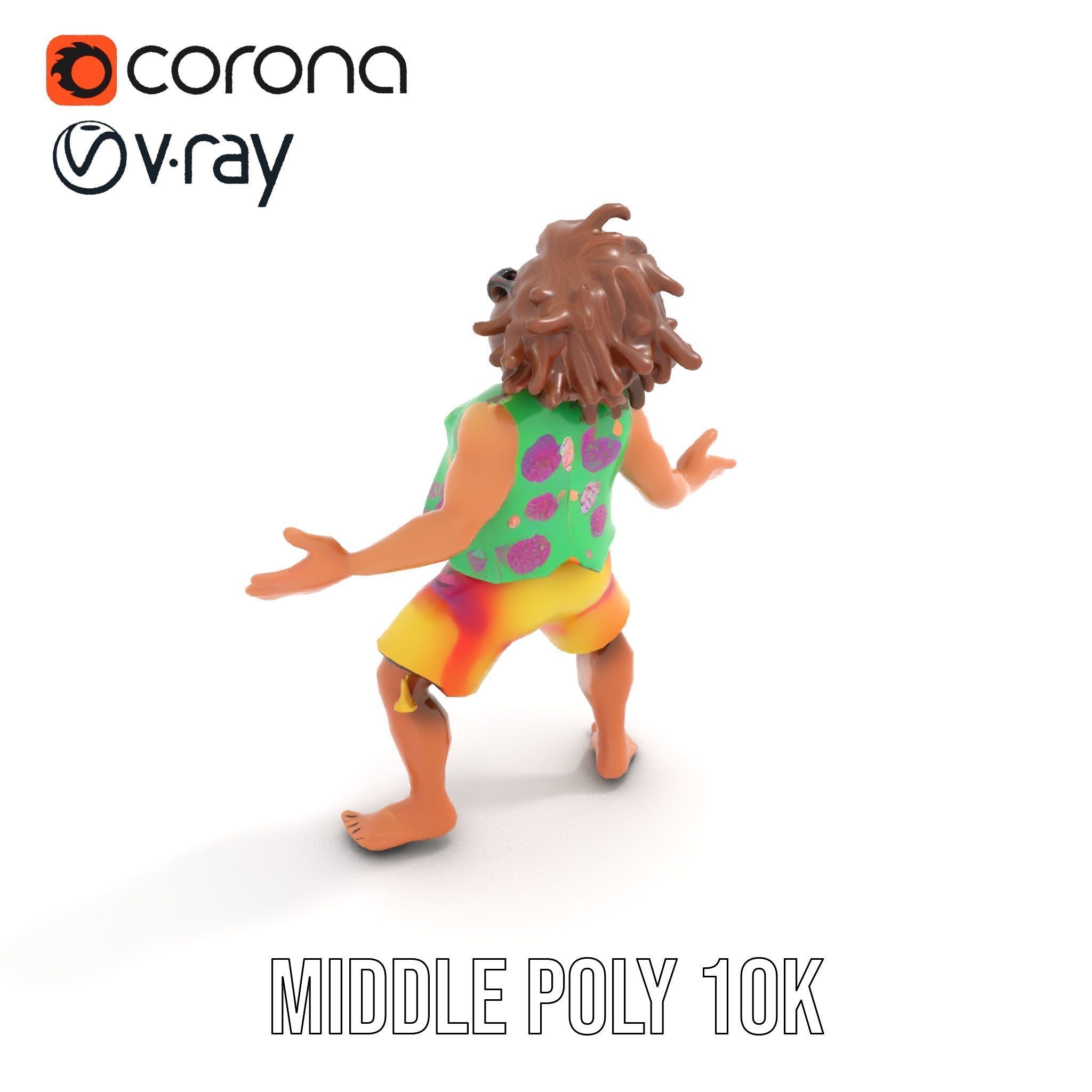 Beach Party Dude Character Model  Rigged and Animated Low-poly 3D model_15