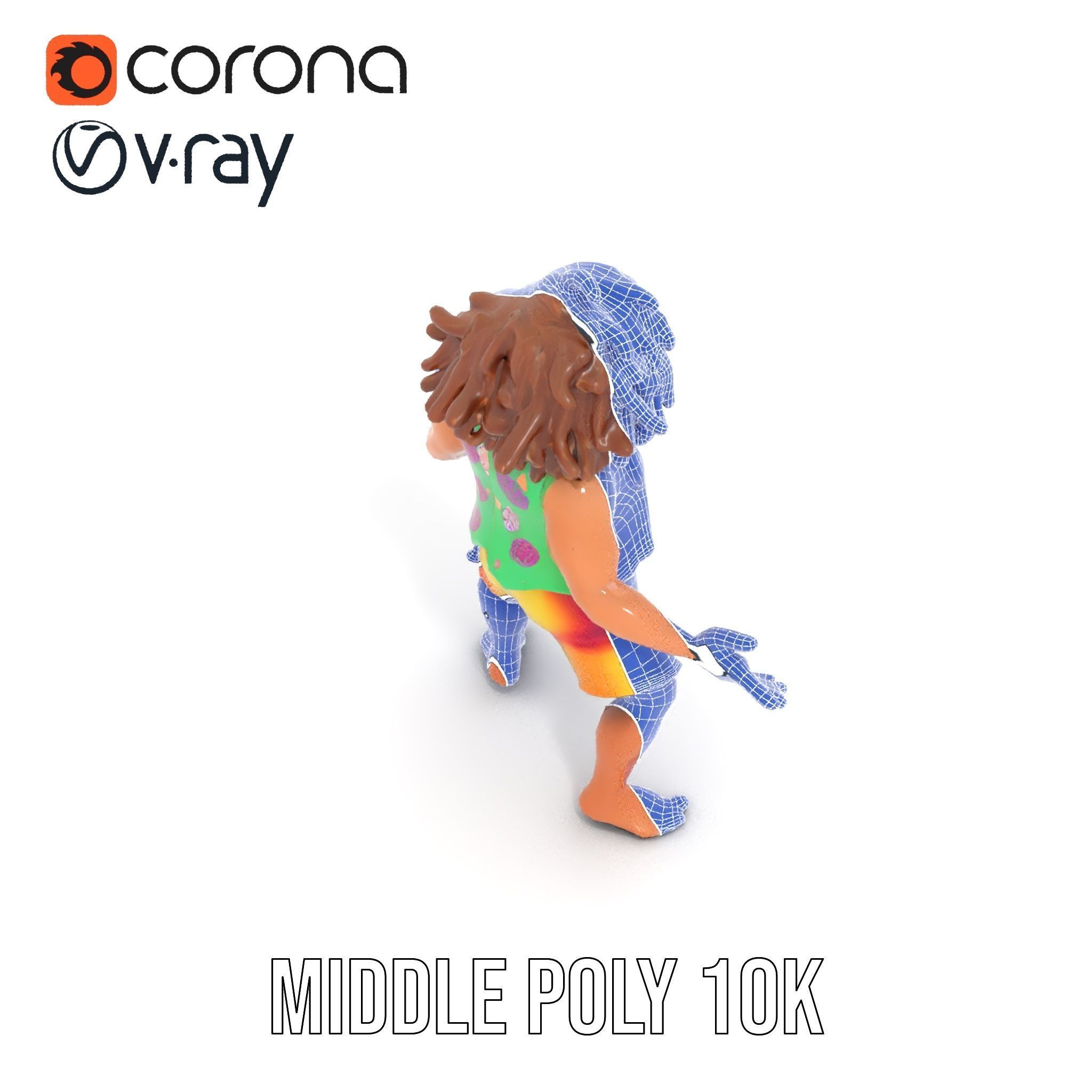 Beach Party Dude Character Model  Rigged and Animated Low-poly 3D model_9