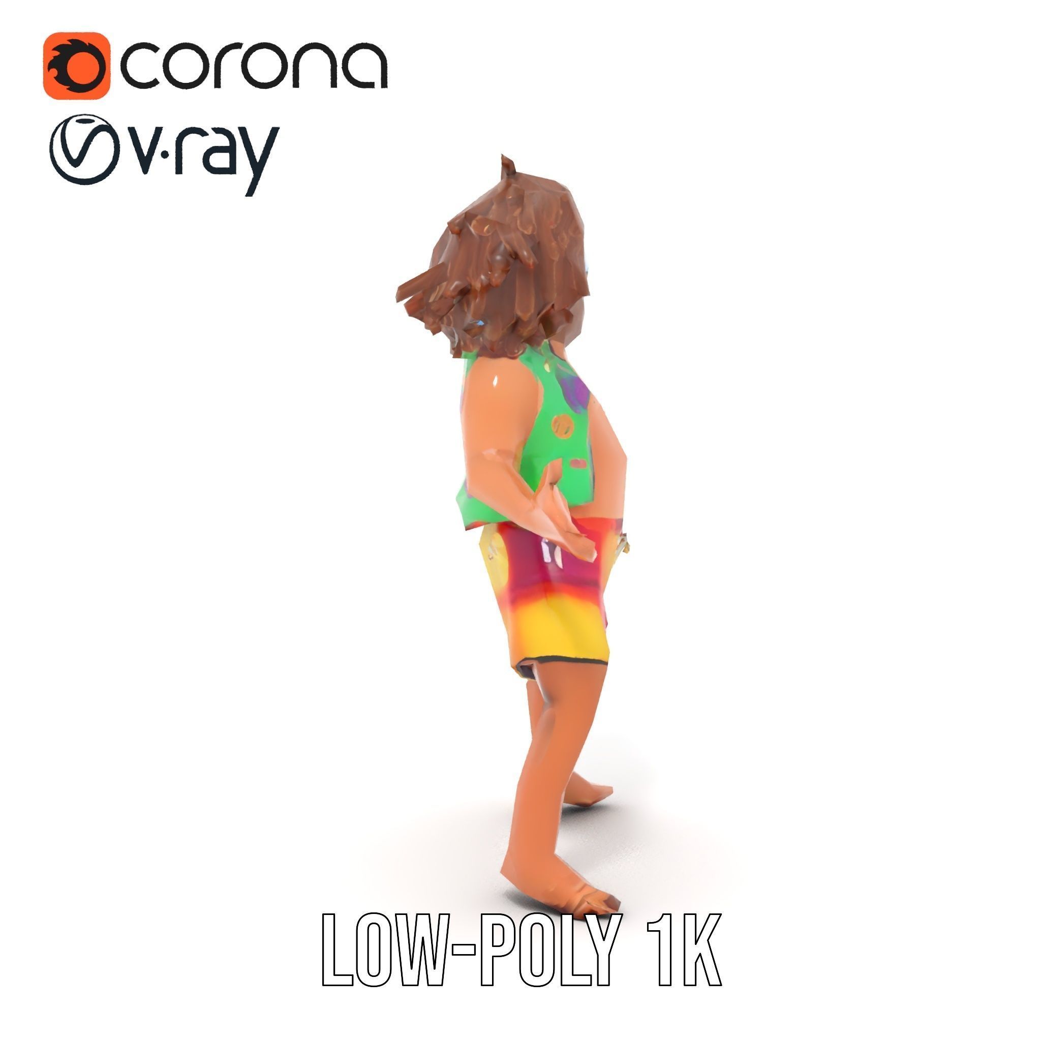 Beach Party Dude Character Model  Rigged and Animated Low-poly 3D model_19