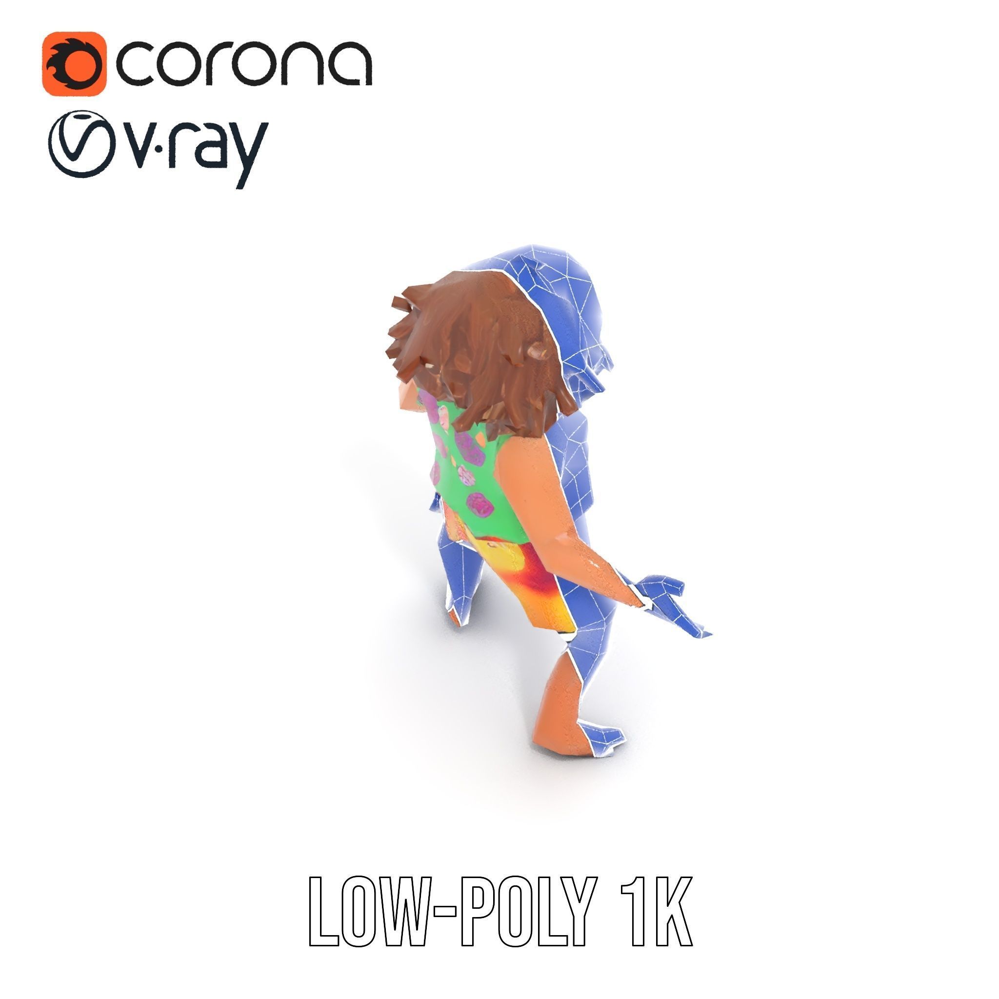 Beach Party Dude Character Model  Rigged and Animated Low-poly 3D model_24