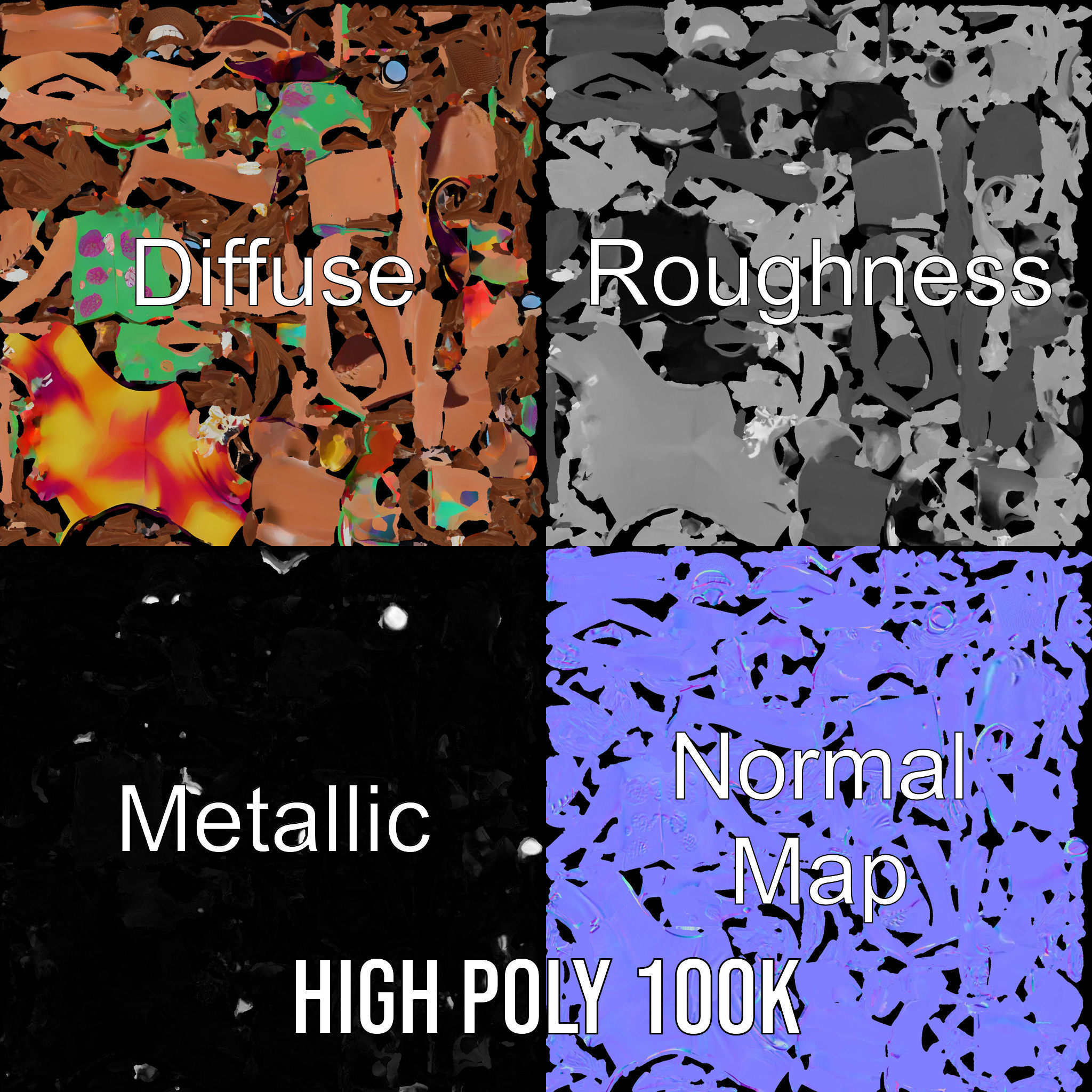 Beach Party Dude Character Model  Rigged and Animated Low-poly 3D model_3