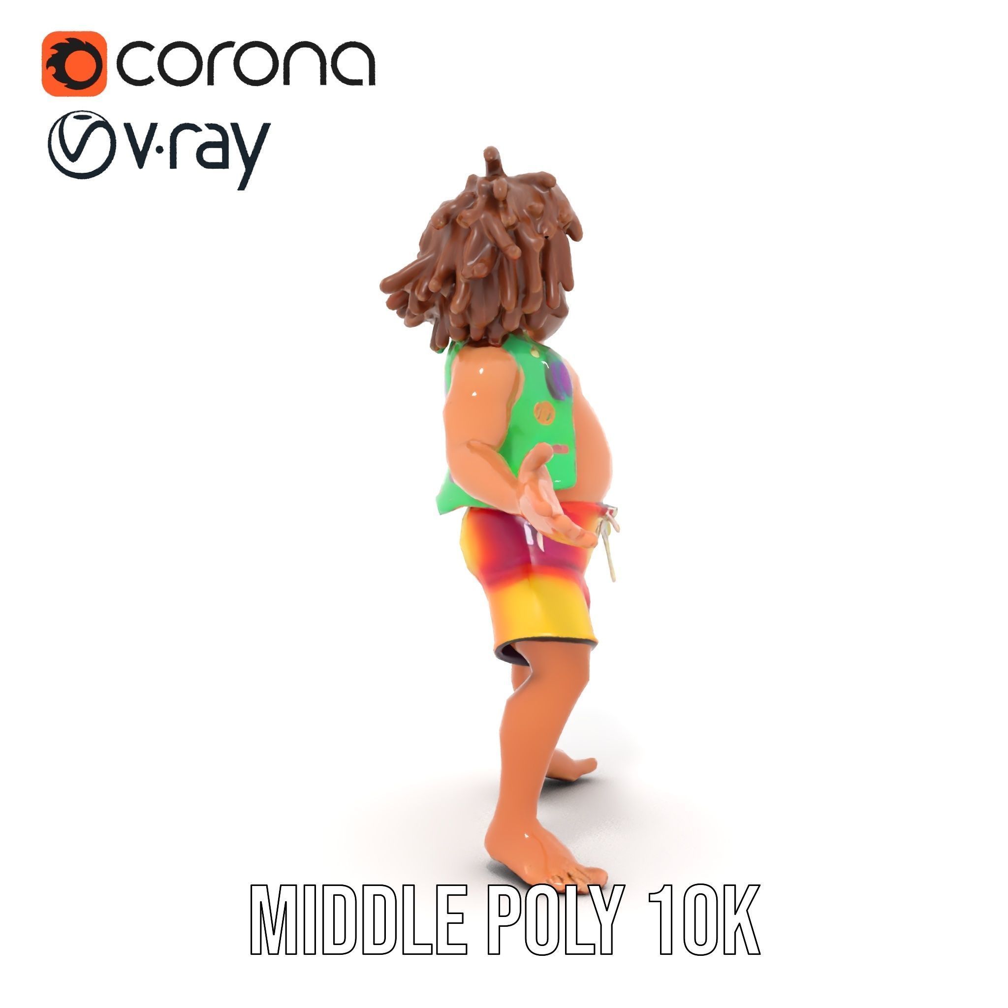 Beach Party Dude Character Model  Rigged and Animated Low-poly 3D model_26