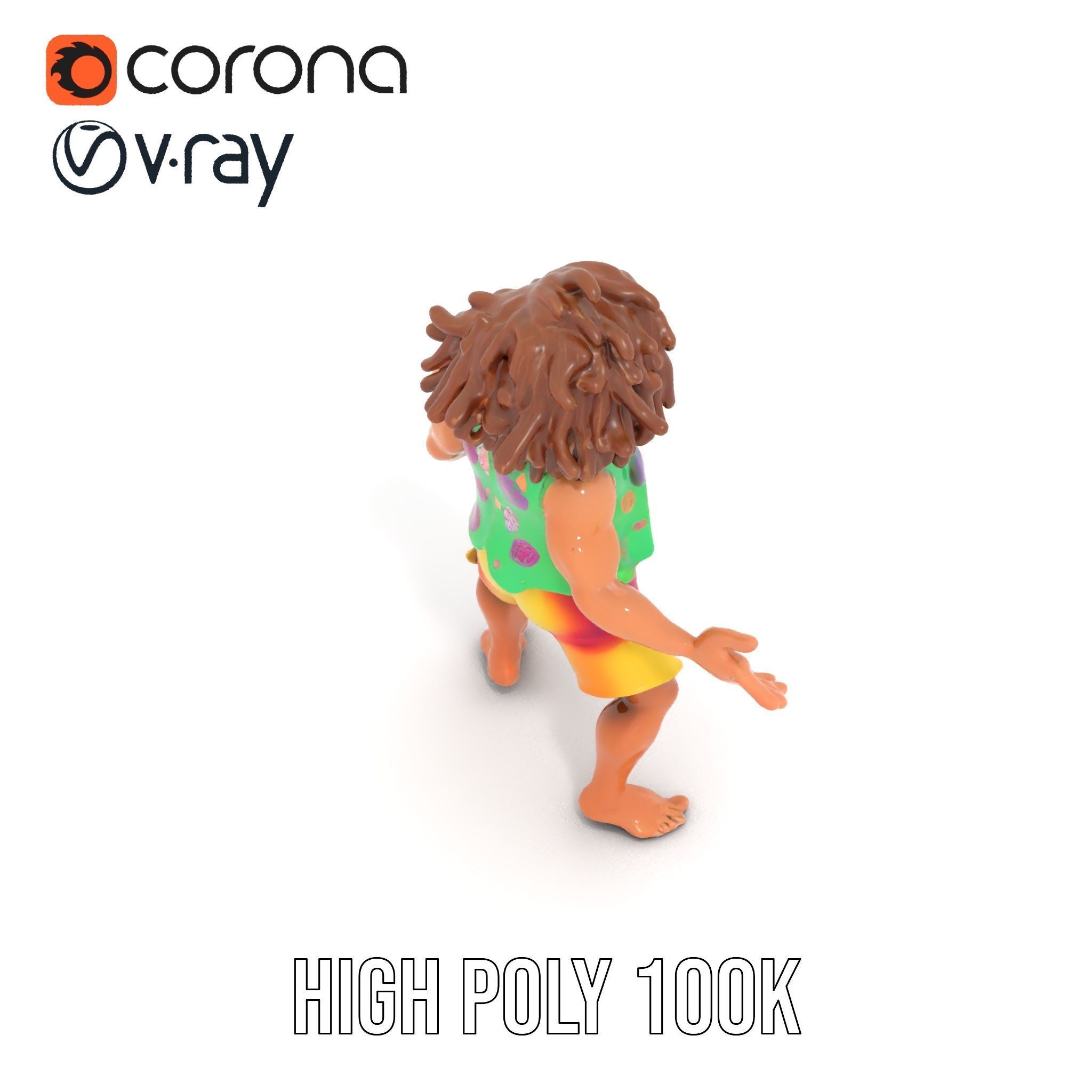 Beach Party Dude Character Model  Rigged and Animated Low-poly 3D model_25