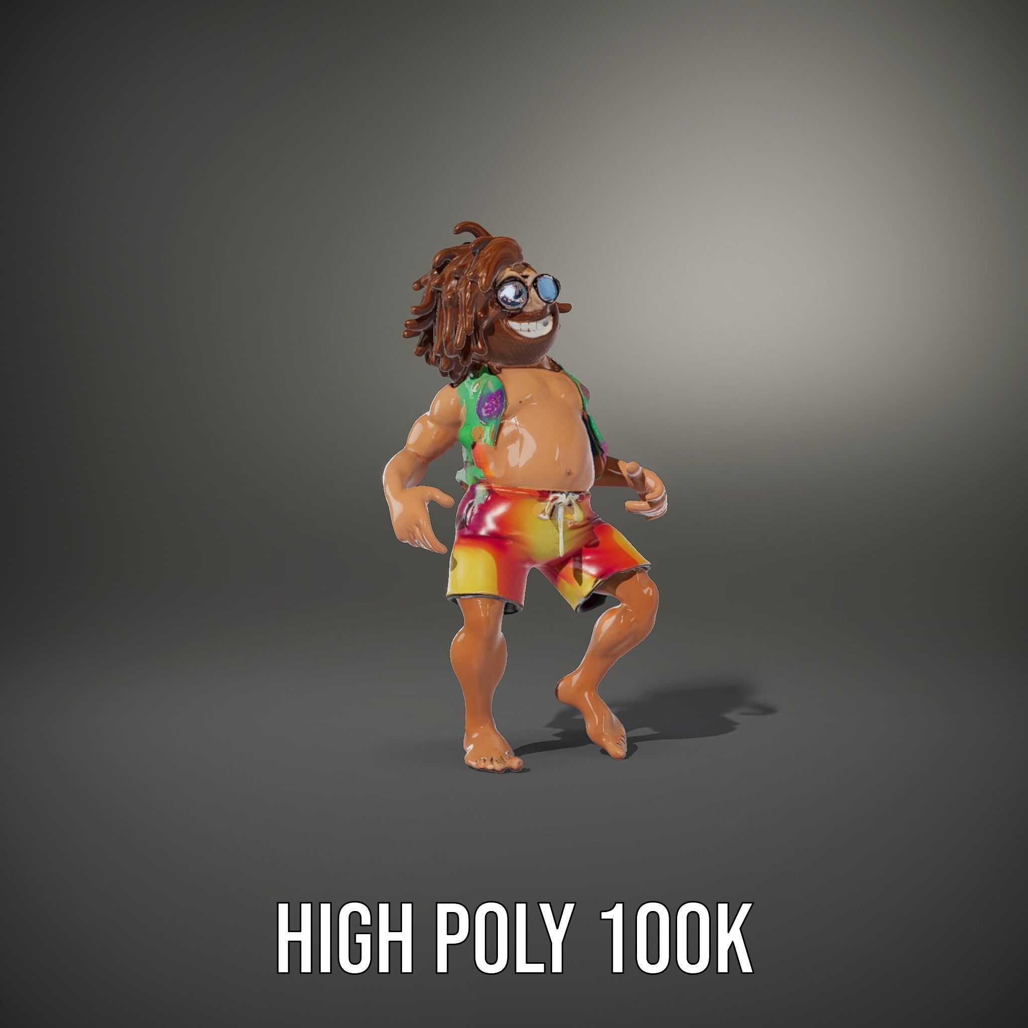 Beach Party Dude Character Model  Rigged and Animated Low-poly 3D model_31