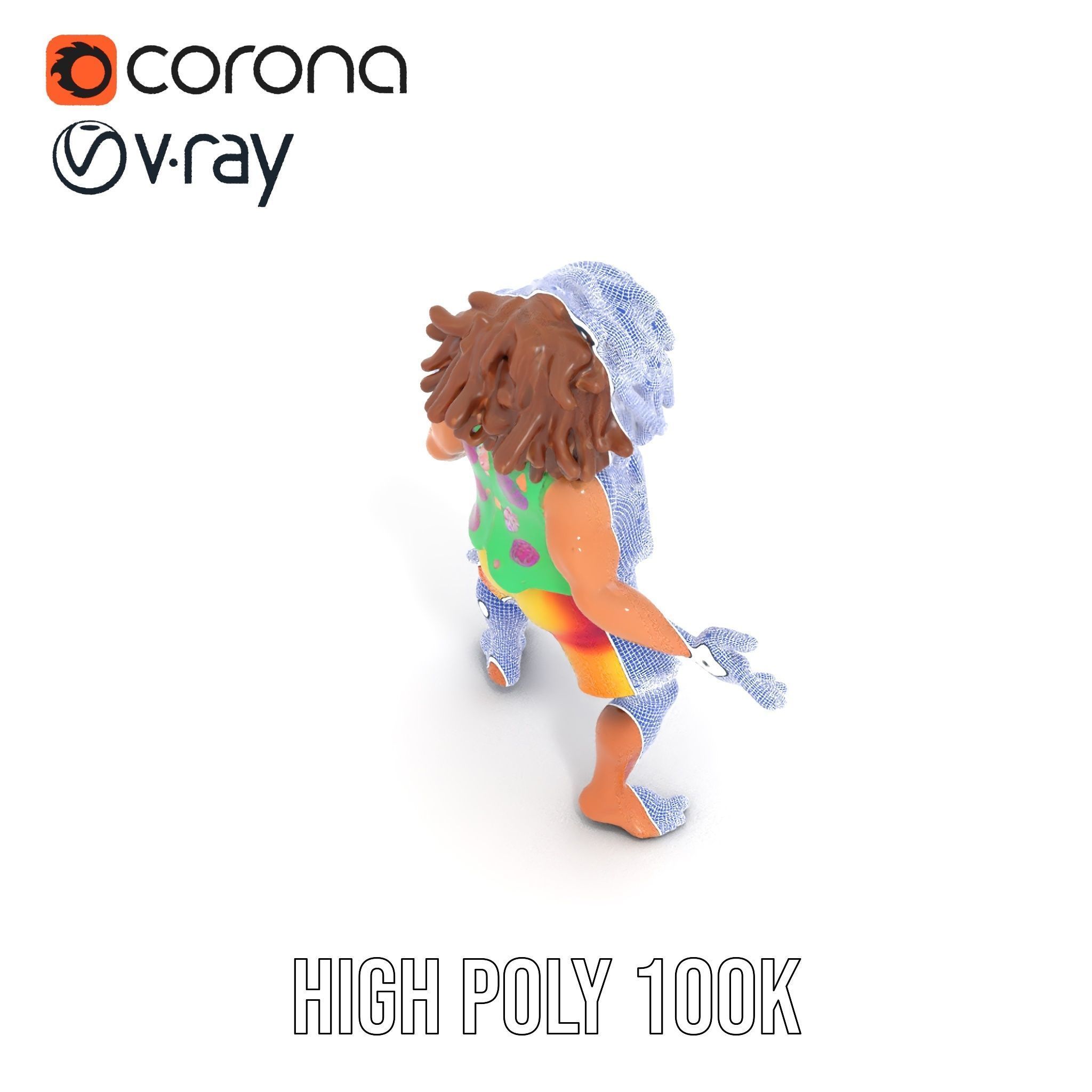 Beach Party Dude Character Model  Rigged and Animated Low-poly 3D model_33