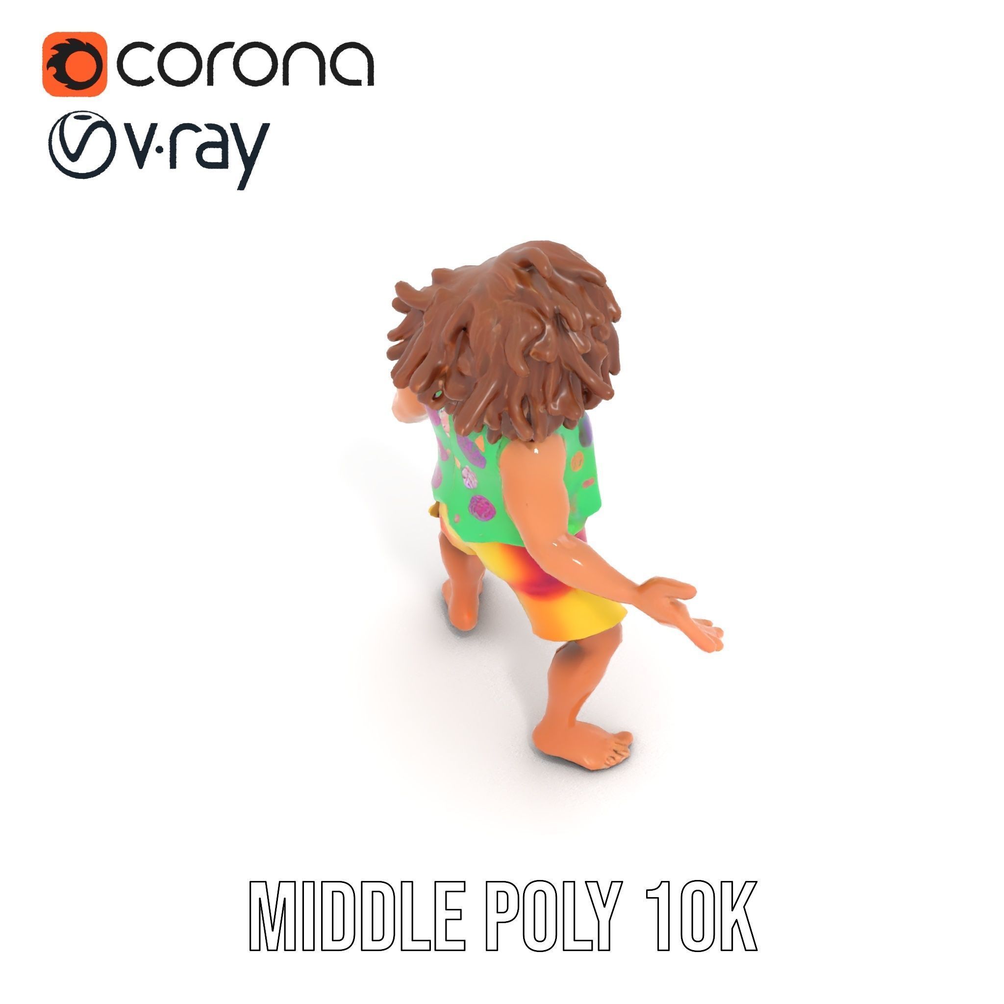Beach Party Dude Character Model  Rigged and Animated Low-poly 3D model_20