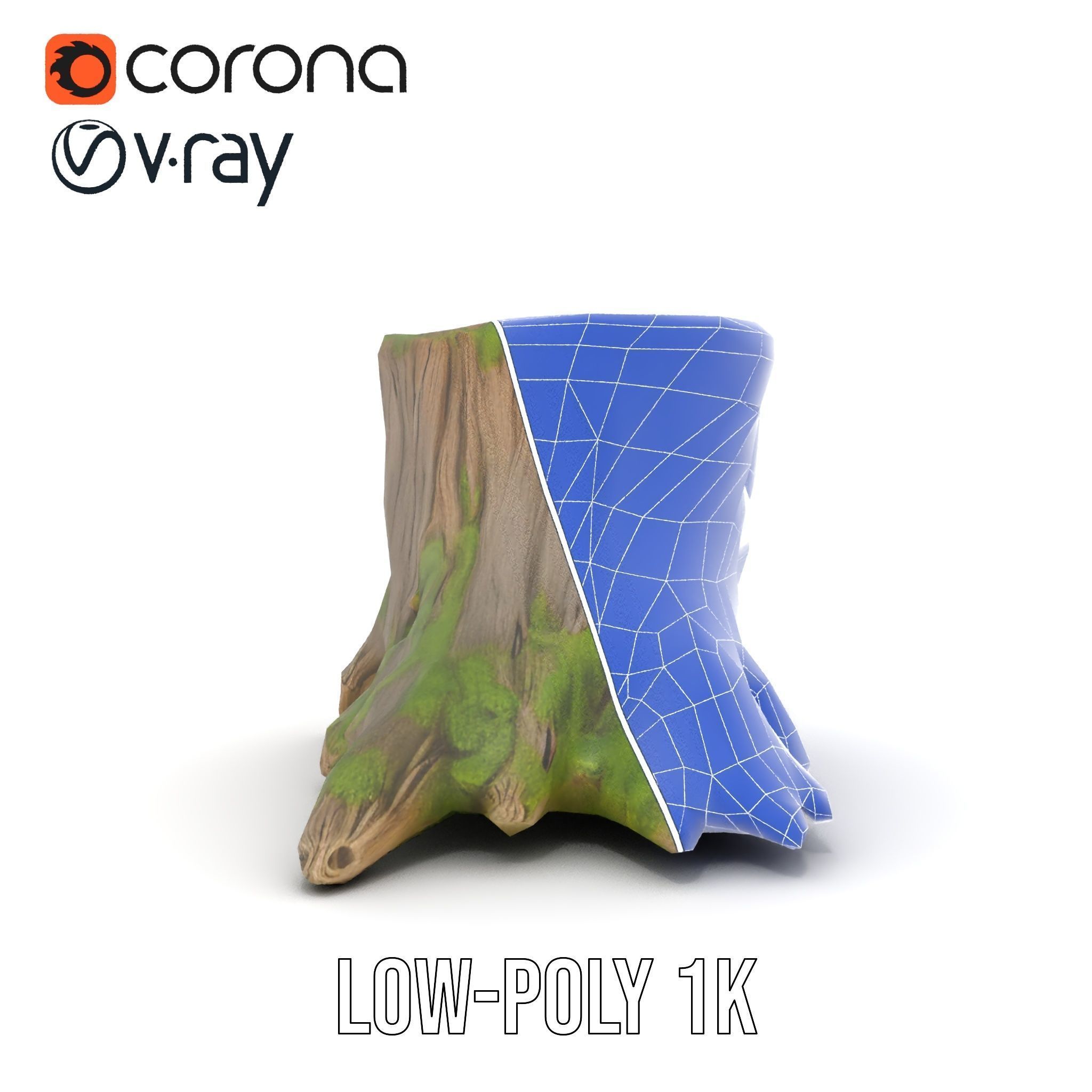 Tree Stump with Moss Model Pack Low-poly 3D model_30