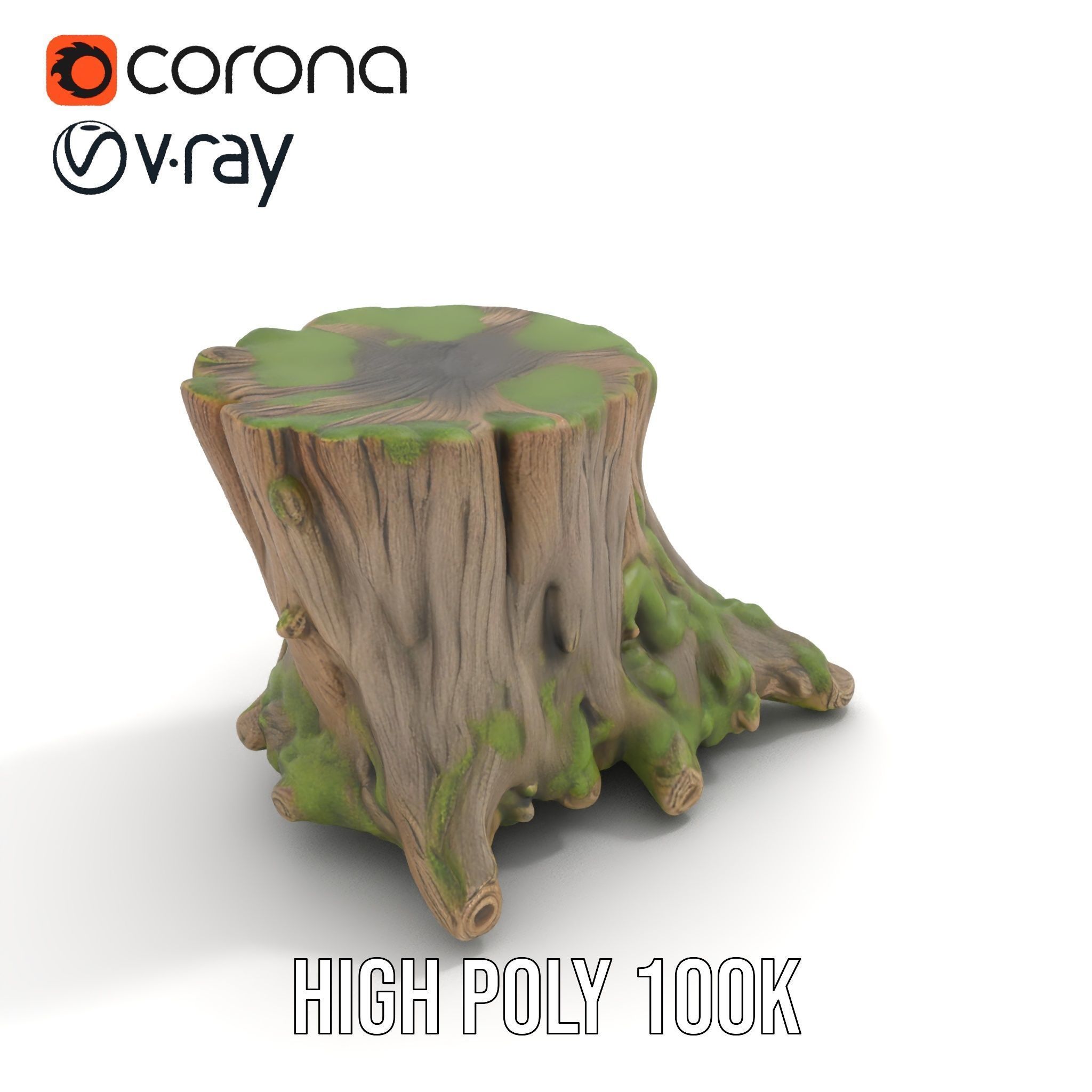 Tree Stump with Moss Model Pack Low-poly 3D model_25