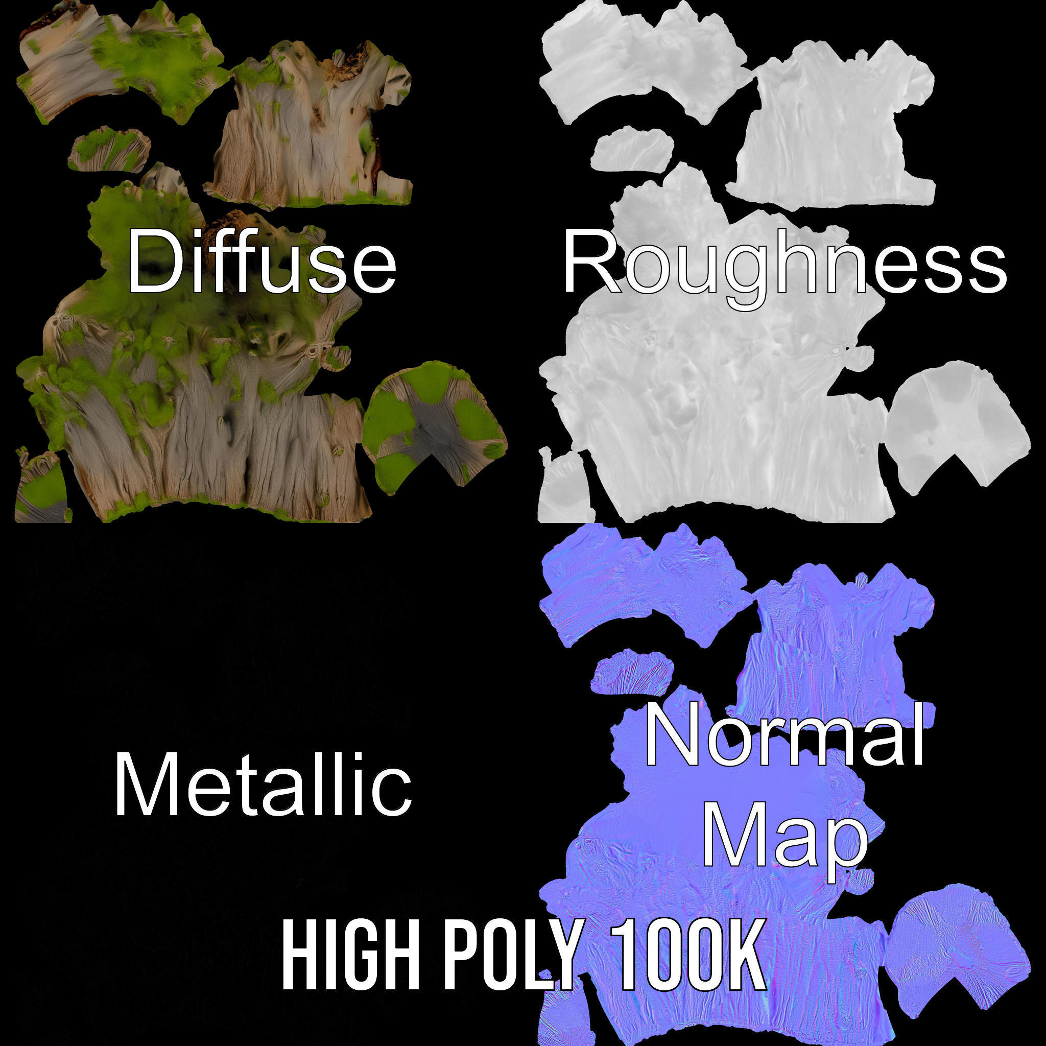 Tree Stump with Moss Model Pack Low-poly 3D model_3