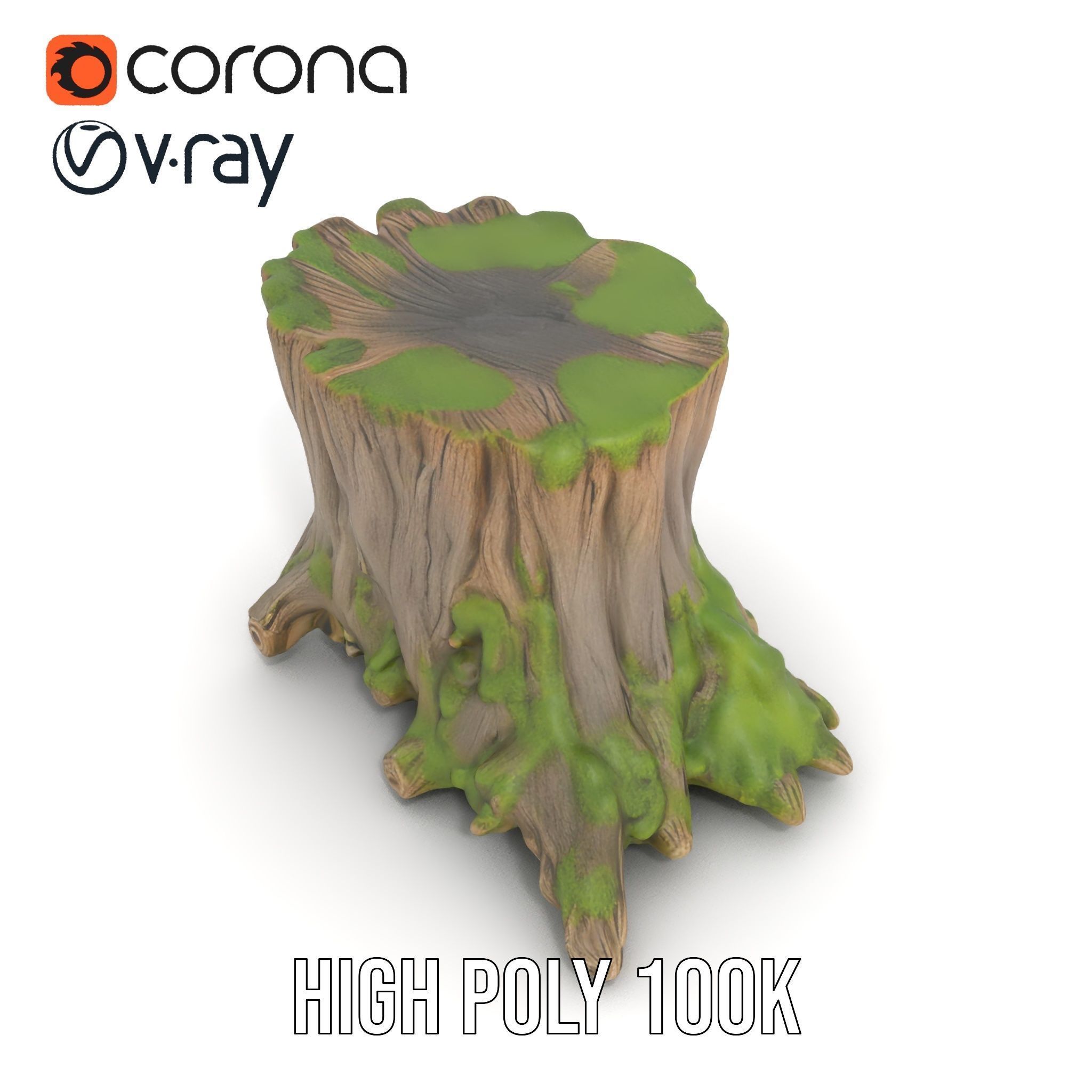 Tree Stump with Moss Model Pack Low-poly 3D model_28