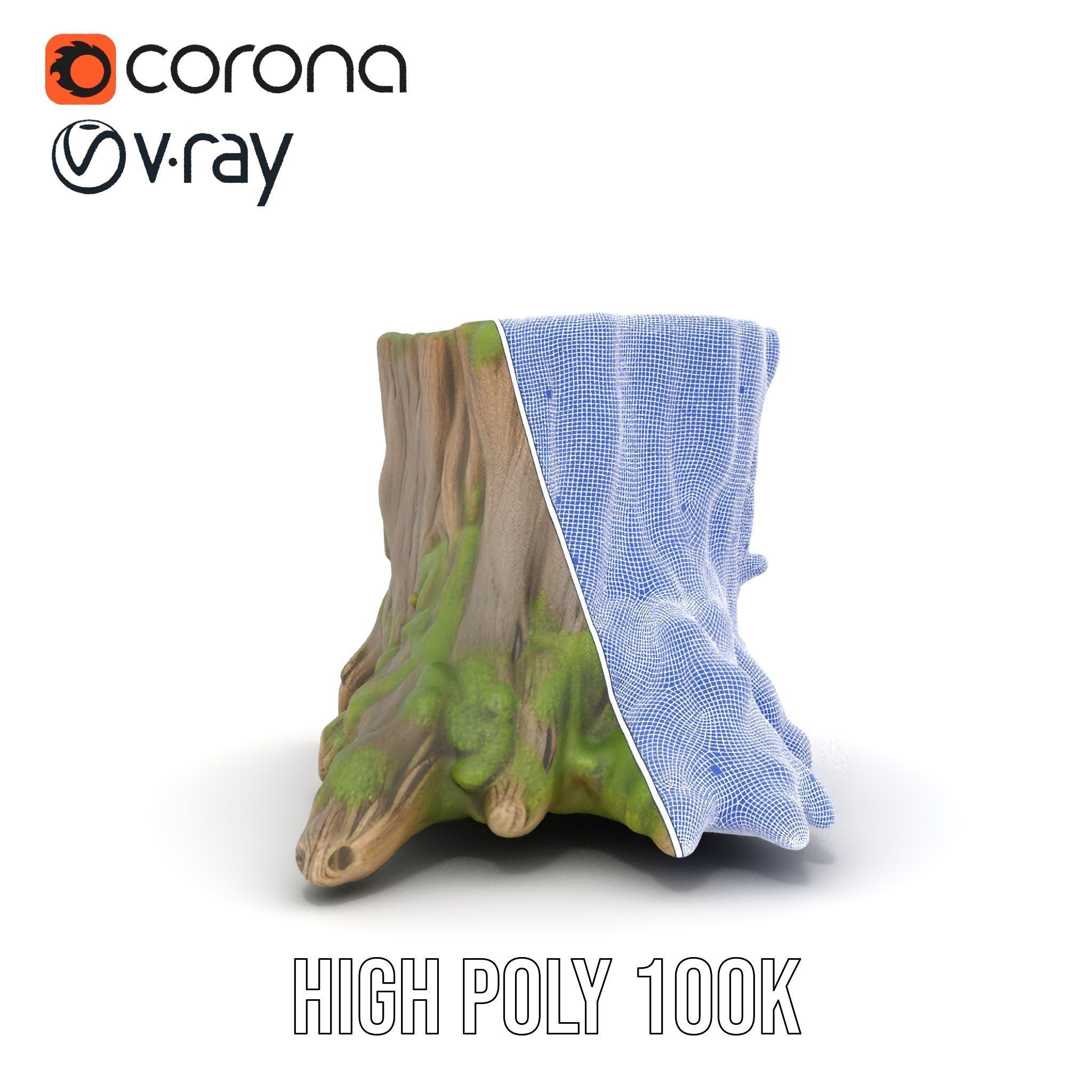 Tree Stump with Moss Model Pack Low-poly 3D model_32