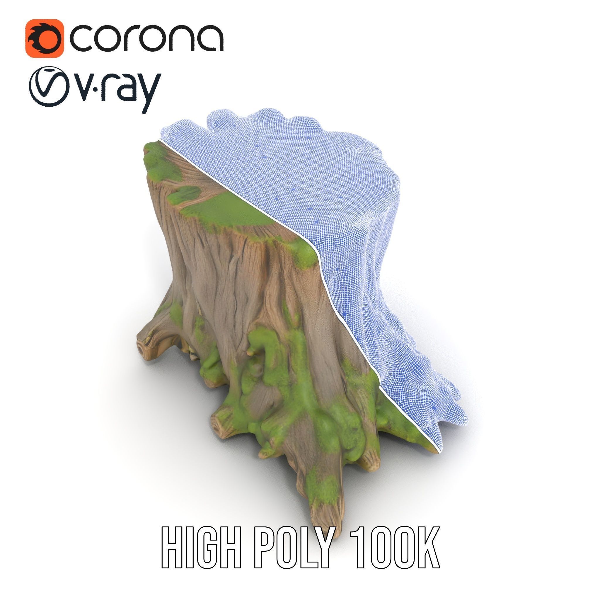 Tree Stump with Moss Model Pack Low-poly 3D model_34