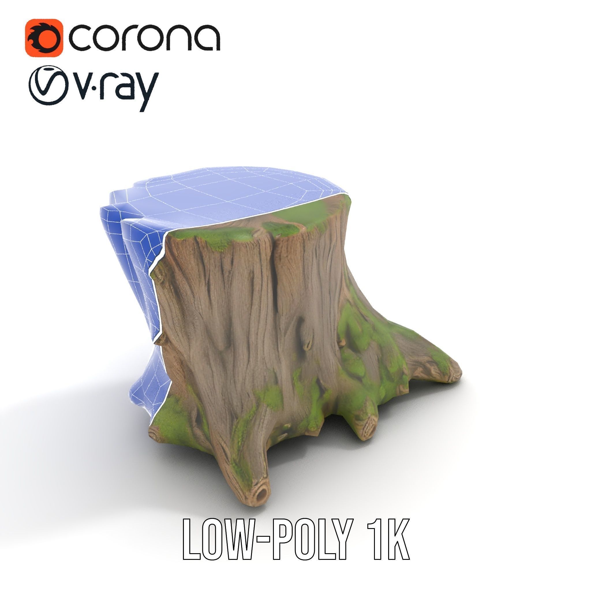 Tree Stump with Moss Model Pack Low-poly 3D model_19
