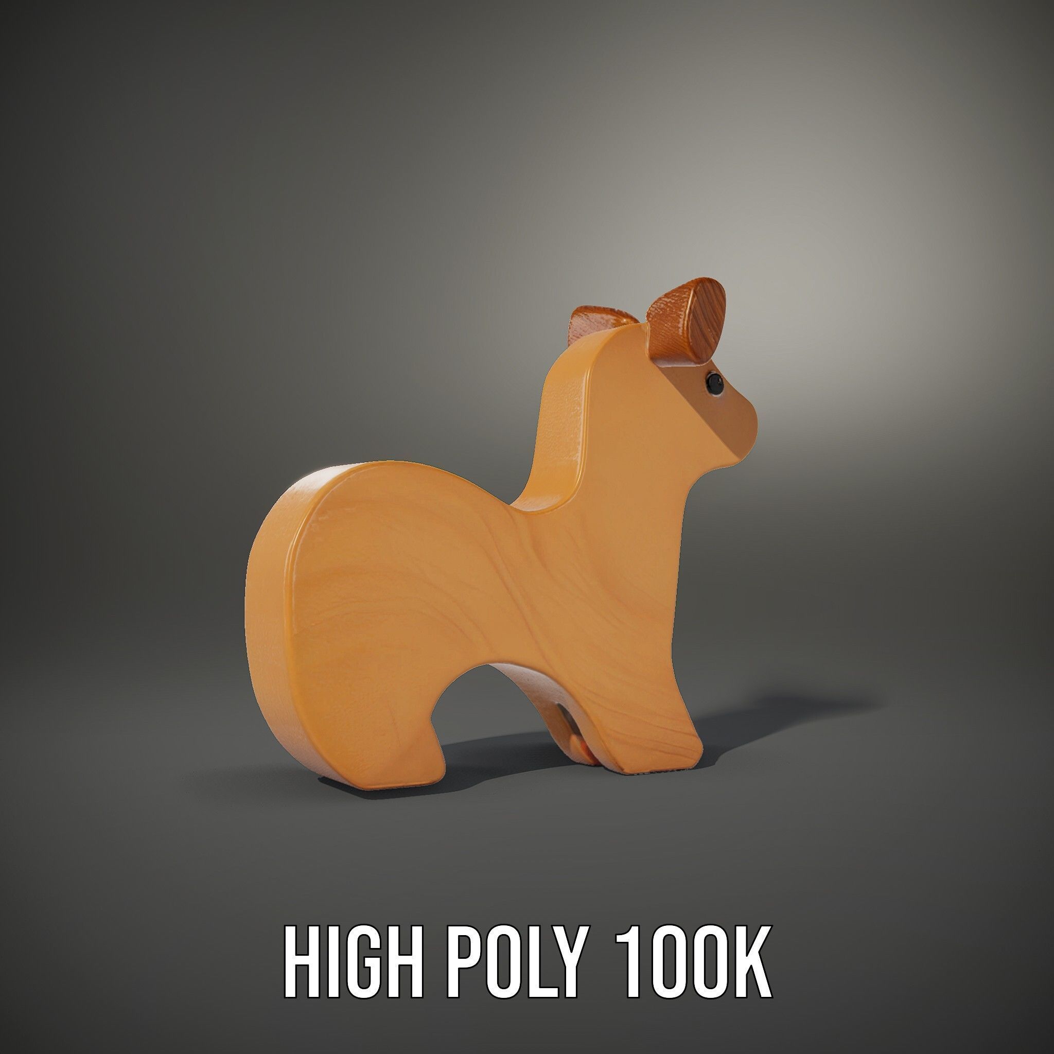 Wooden Animal Figurine Model Pack Low-poly 3D model_10