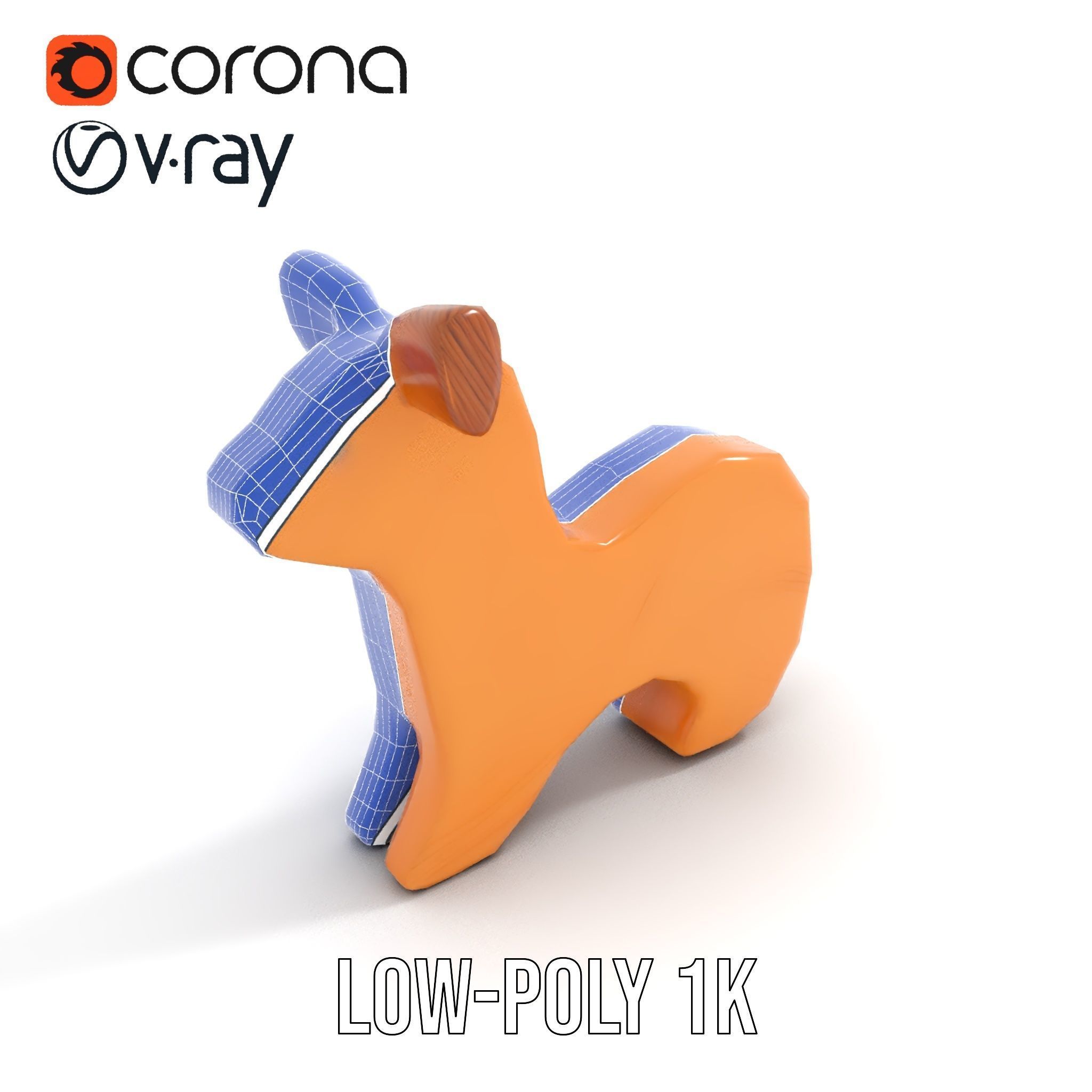 Wooden Animal Figurine Model Pack Low-poly 3D model_25