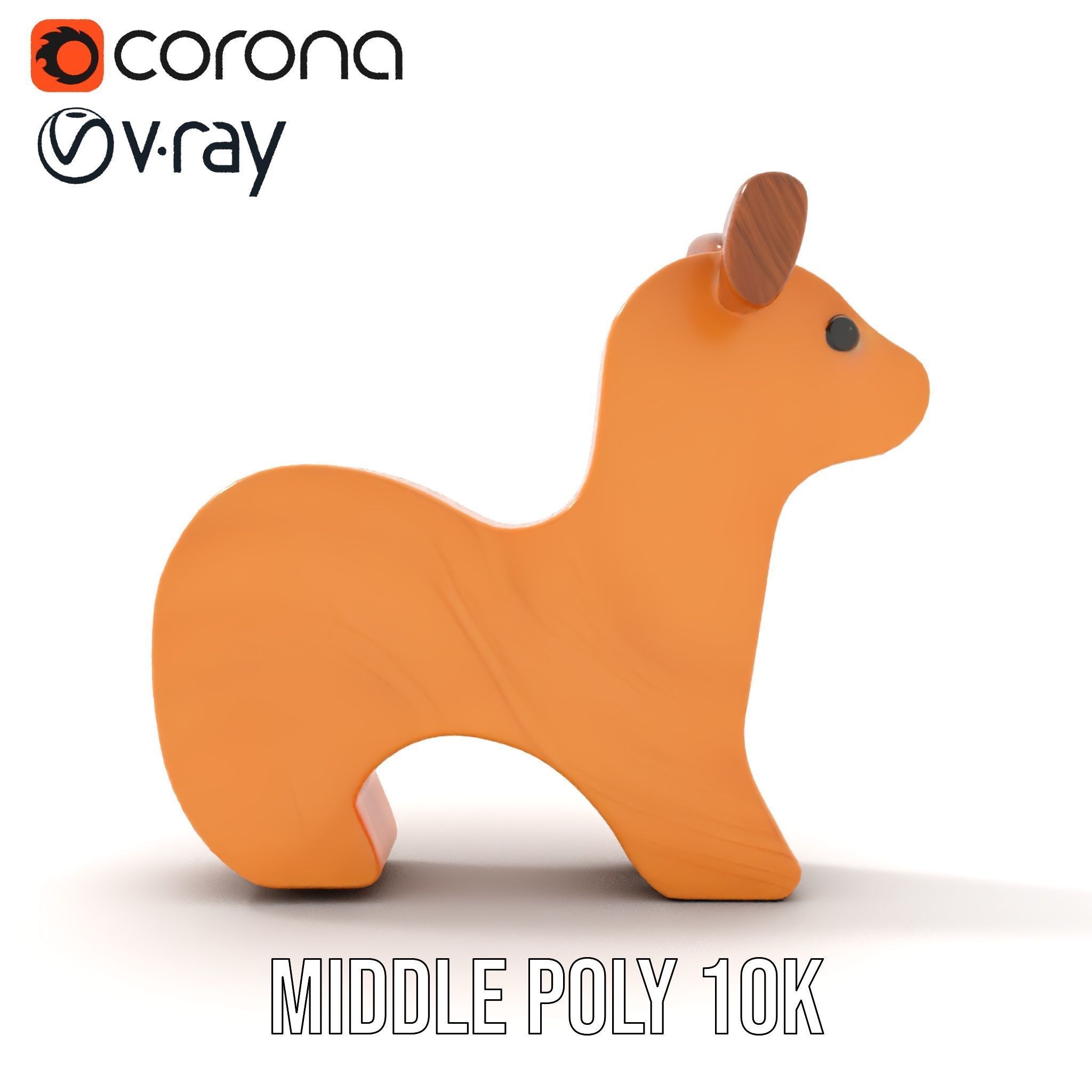 Wooden Animal Figurine Model Pack Low-poly 3D model_16
