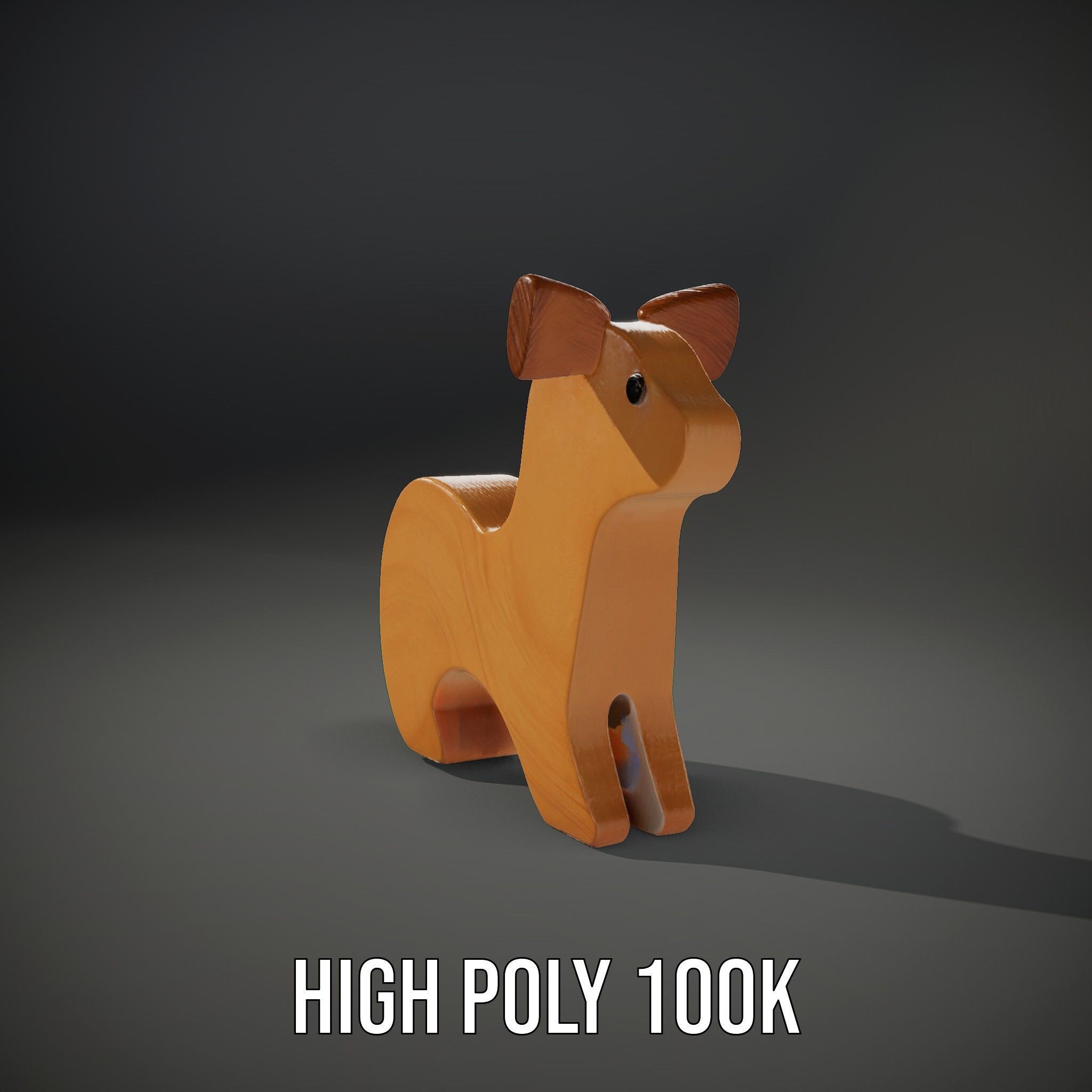 Wooden Animal Figurine Model Pack Low-poly 3D model_8