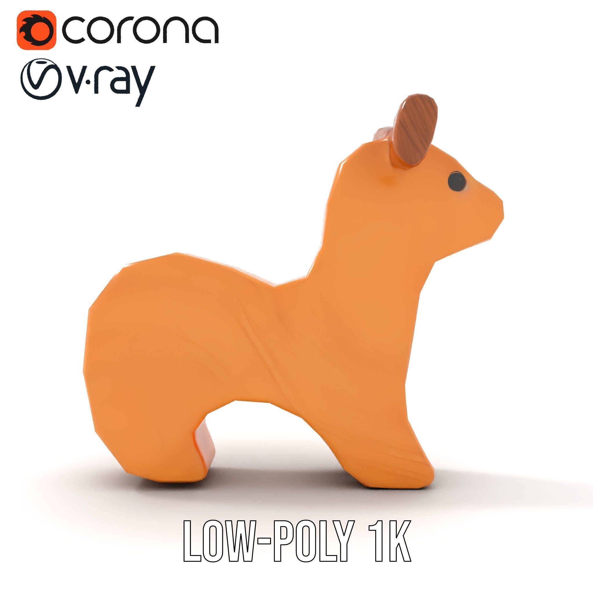 Wooden Animal Figurine Model Pack Low-poly 3D model_17