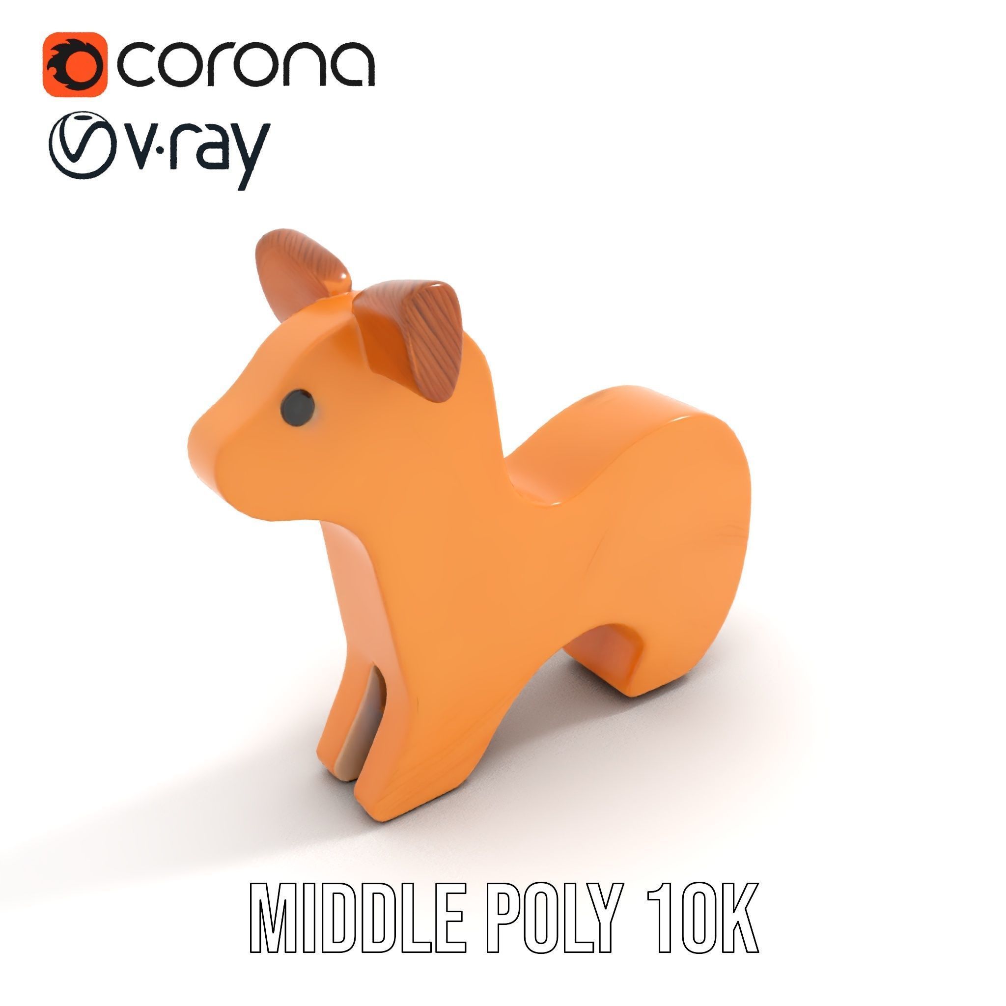 Wooden Animal Figurine Model Pack Low-poly 3D model_11